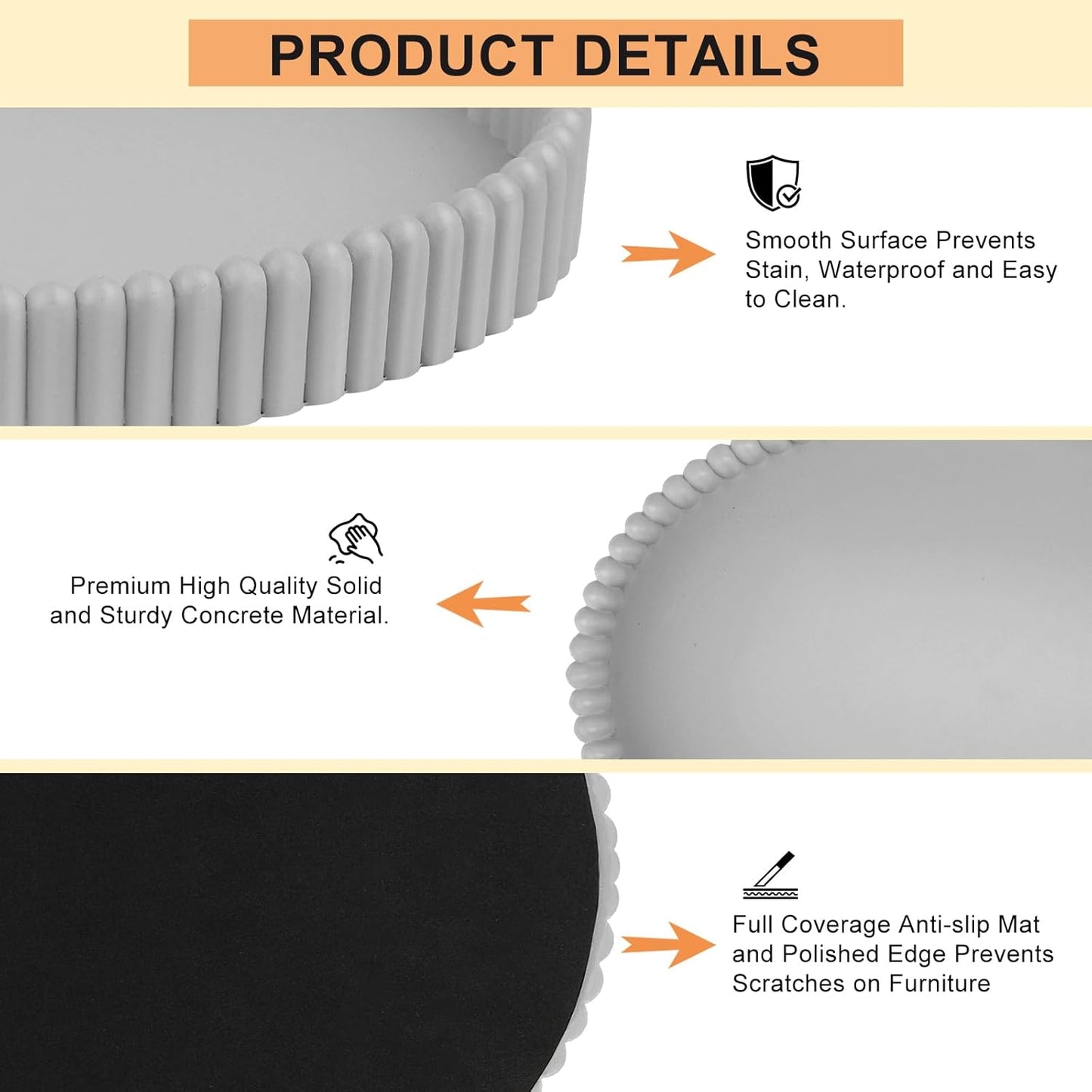 11.8in Decorative Tray for Coffee Table Decor- Modern Oval Concrete Tray for Home Decor- Minimalist Handcrafted Centerpieces Tray for Living Room, Kitchen Dining Table, Entryway (Gray)