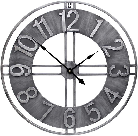 24 inch Large Wall Clock Decorative Metal Retro Oversized Clocks Decor for Home Farmhouse Living Room
