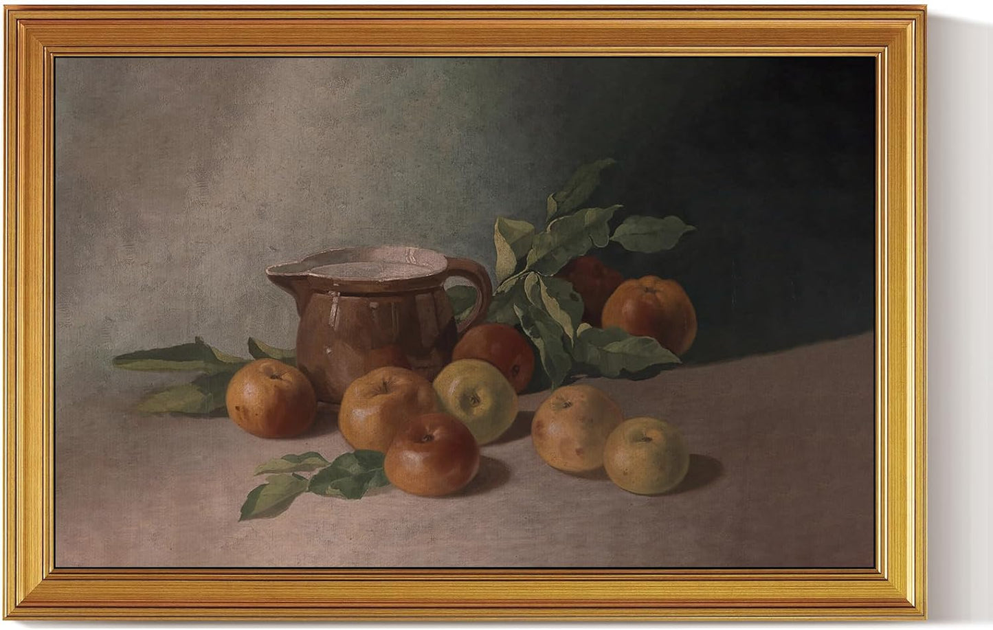 HUARCEY Gold Framed Vintage Wall Art for Living Room Harvest Apples Still Life Oil Painting Large Cottagecore Room Decor Picture Canvas Print Farmhouse Fruit Wall Decor Bedroom Kitchen Bathroom 24x36