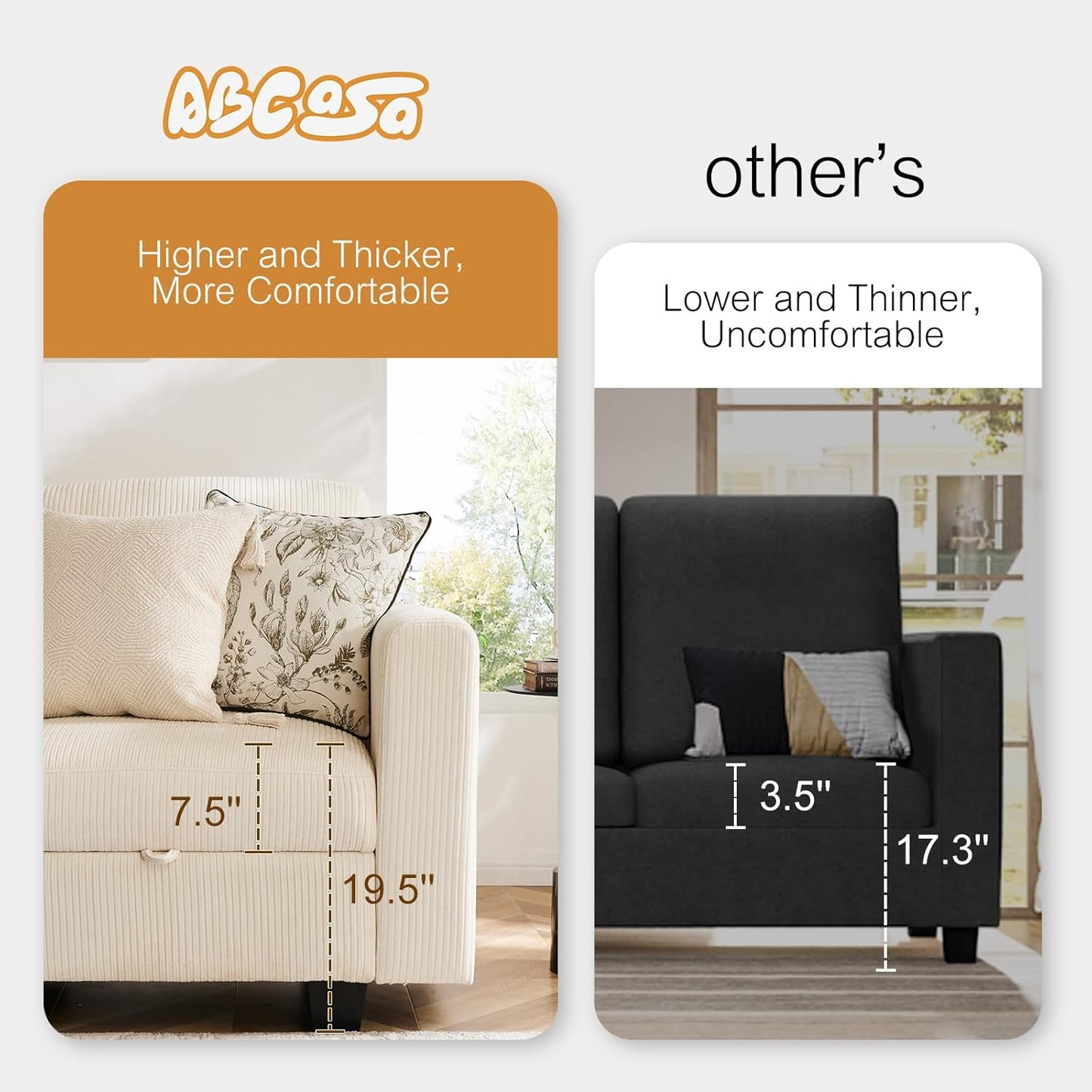 38.5 Oversized Accent Chair with Storage Ivory Corduroy, Single Modern Accent Sofa Chair with Arms for Apartment Living Room (21" Deep Seat)