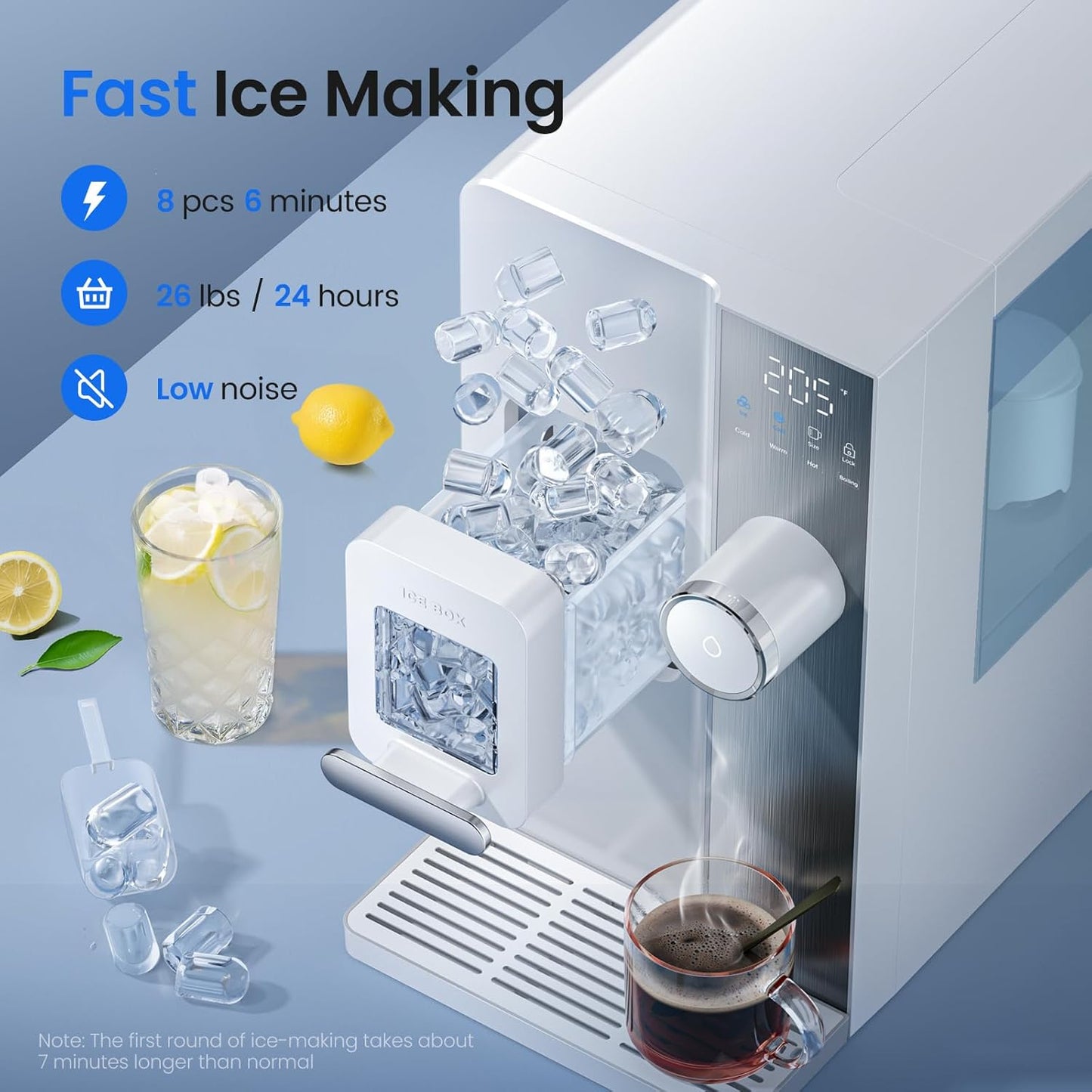 Ice Maker Water Filter Dispenser, 3 in1 Countertop Instant Hot & Cold Water -7 Stage Purification with Remineralization 7 Temperature & 5 Dispensing Volume Options Portable No Installation.