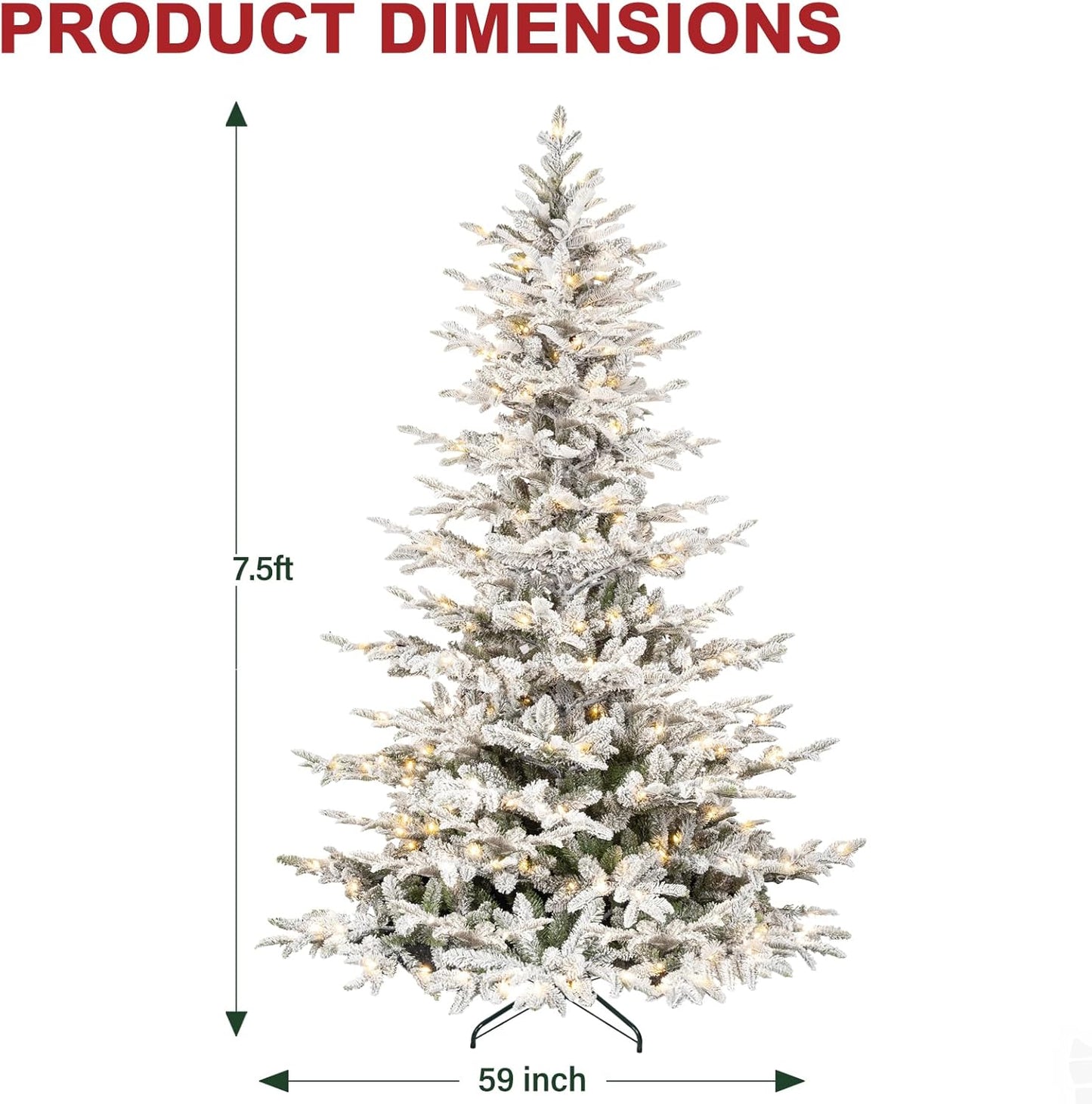 Hykolity 6 ft Snow Flocked Christmas Tree, Prelit Artificial Christmas Tree with 330 Warm White Lights, 797 PE&PVC Branch Tips, Metal Stand and Hinged Branches