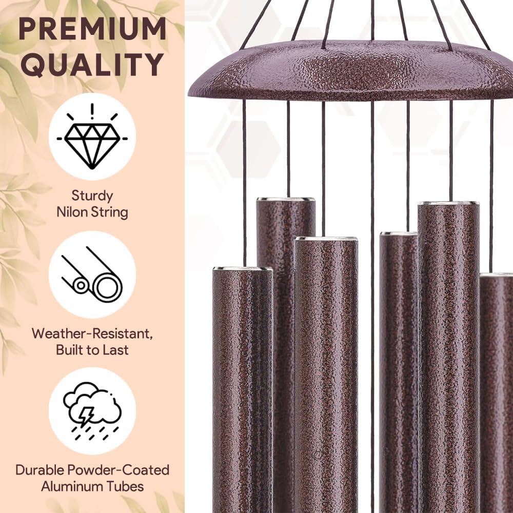 45inch Personalized Wind Chimes, Metal Memorial Wind Chimes, Heart Butterfly Wind Chime for Loss of Loved Dad/Mom, Sympathy Memorial Gifts Wind Chime Deep Tone Outdoor Decorations