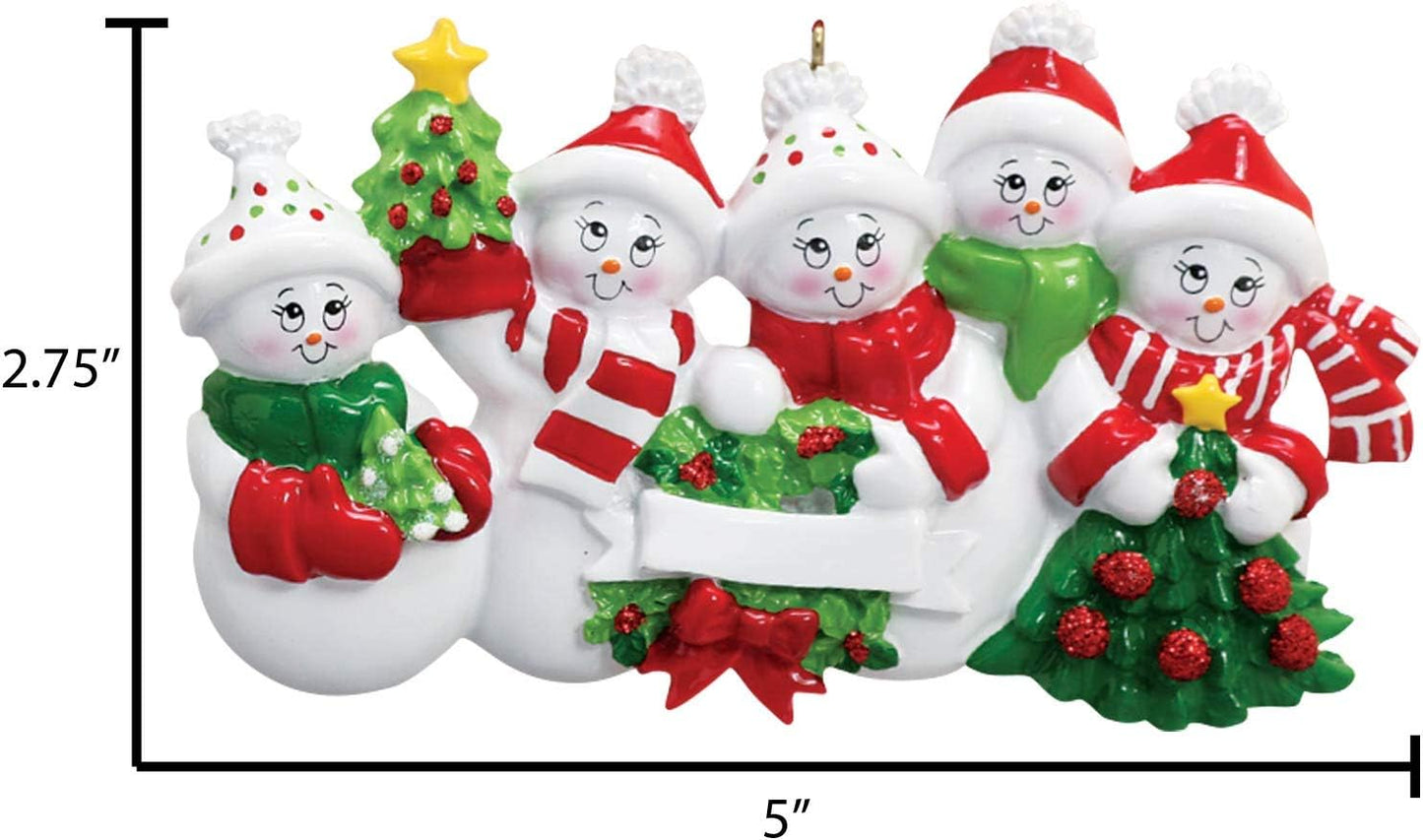 3D Snowman Family of 5 Ornament 2025 Personalized Family Christmas Ornaments 2025 | Snow People Mittens Personalized Tree Ornaments for Grandchildren, Siblings & Grandkids of Five Ornament Snowmen