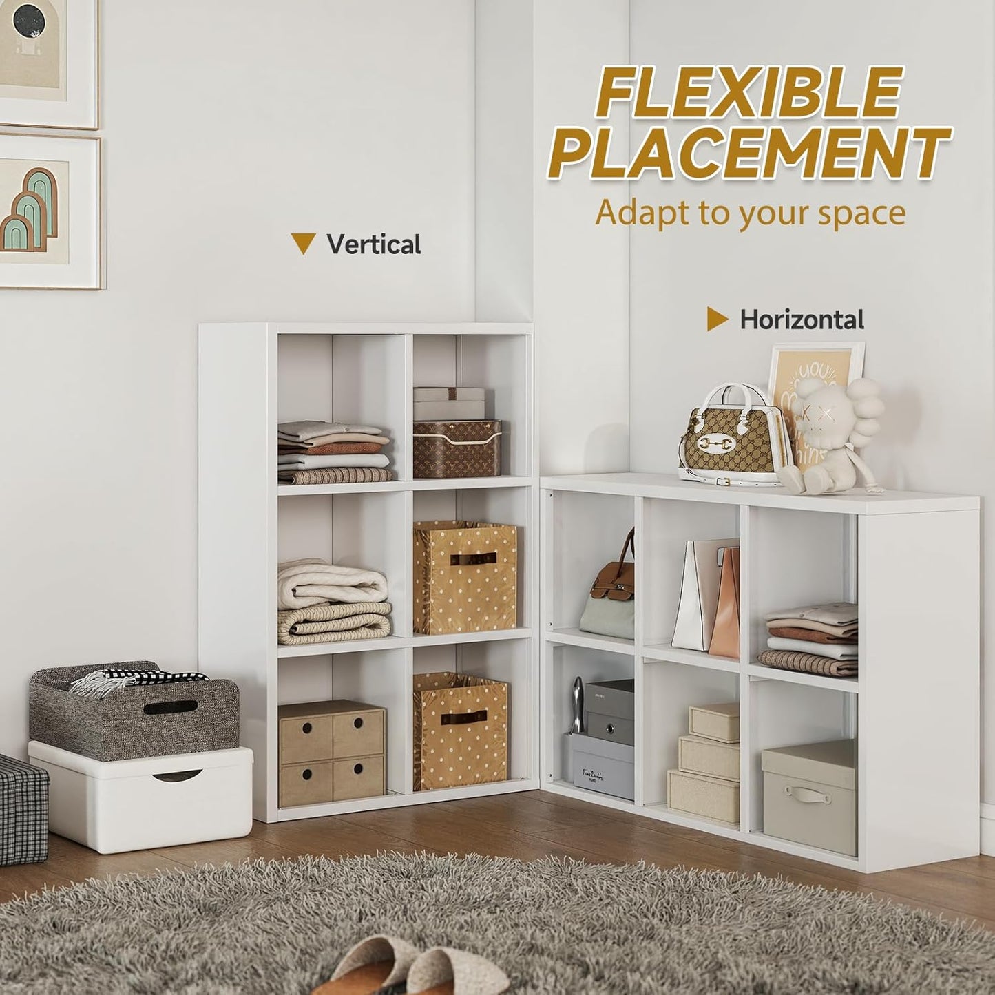 4 Cube Book Shelf - High-Strength Steel Cube Storage Organizer with Open Display Shelves for Living Room