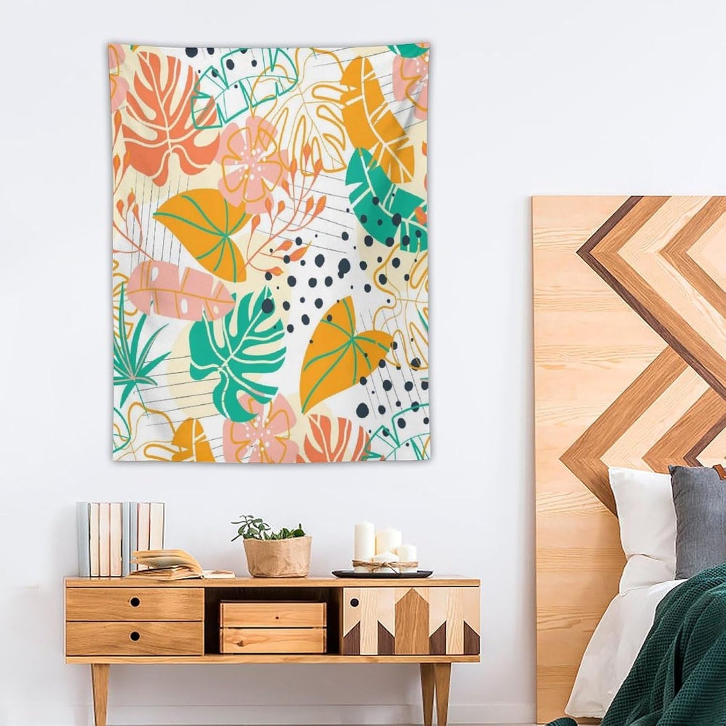 ICMOLYYENLO Tropical Palm Leaves Wall Tapestry, Wall Art for Room Decoration Beautiful Wall Hanging for Bedroom Living Room Dormitory Apartment 60x60 Inch