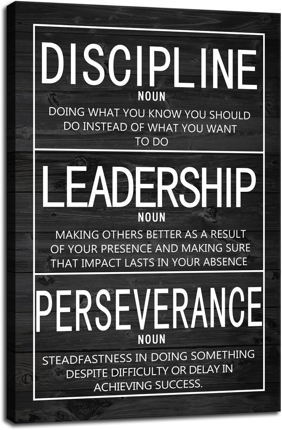 Inspirational Wall Art Discipline Noun Leadership Noun Perseverance Noun Canvas Painting Wall Art Positive Motivational Poster Framed Artwork Prints Picture for Living Room Office [12''Wx 18''H]