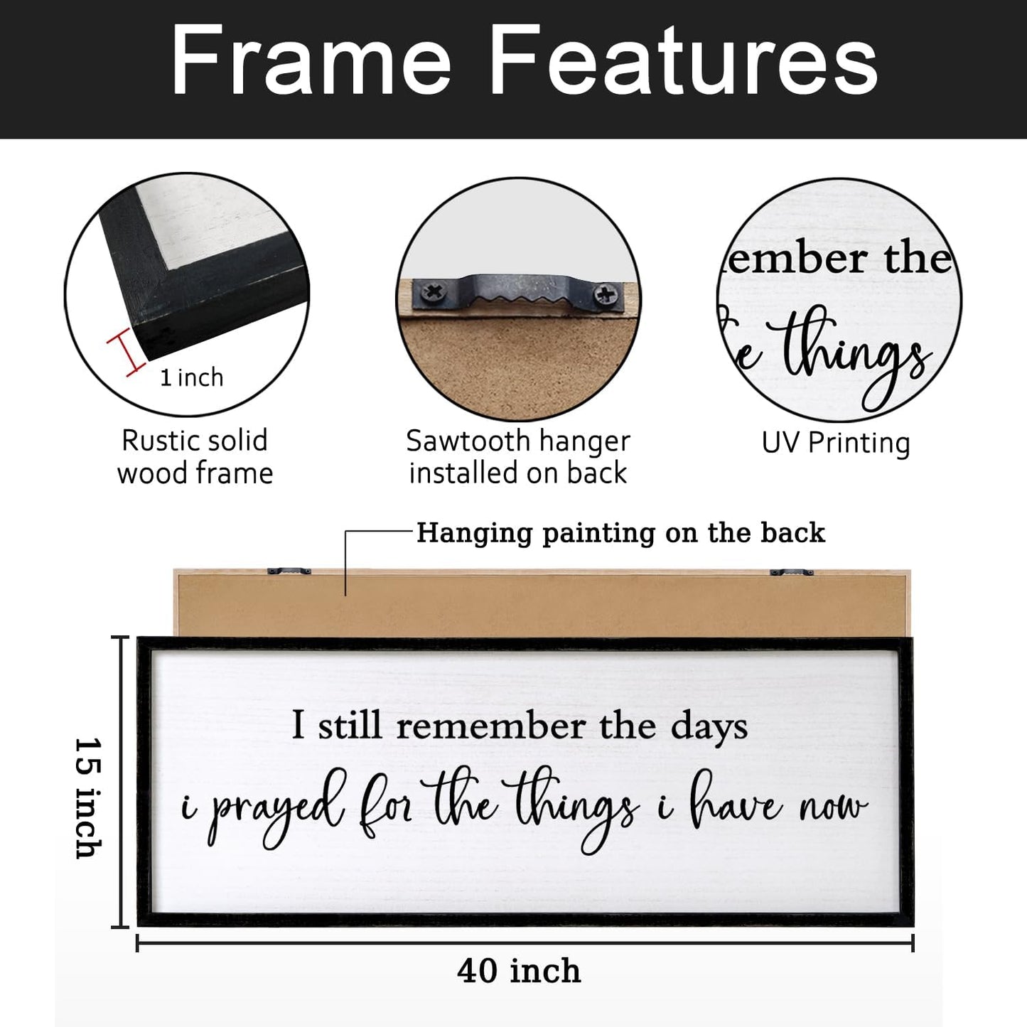 I Still Remember the Days I Prayed for the Things I Have Now quote Sign Framed Wall Art, 40''×15'' Rustic Horizontal I Prayed Plaque, Long I Still Remember the Days Wood Sign Wall Decor