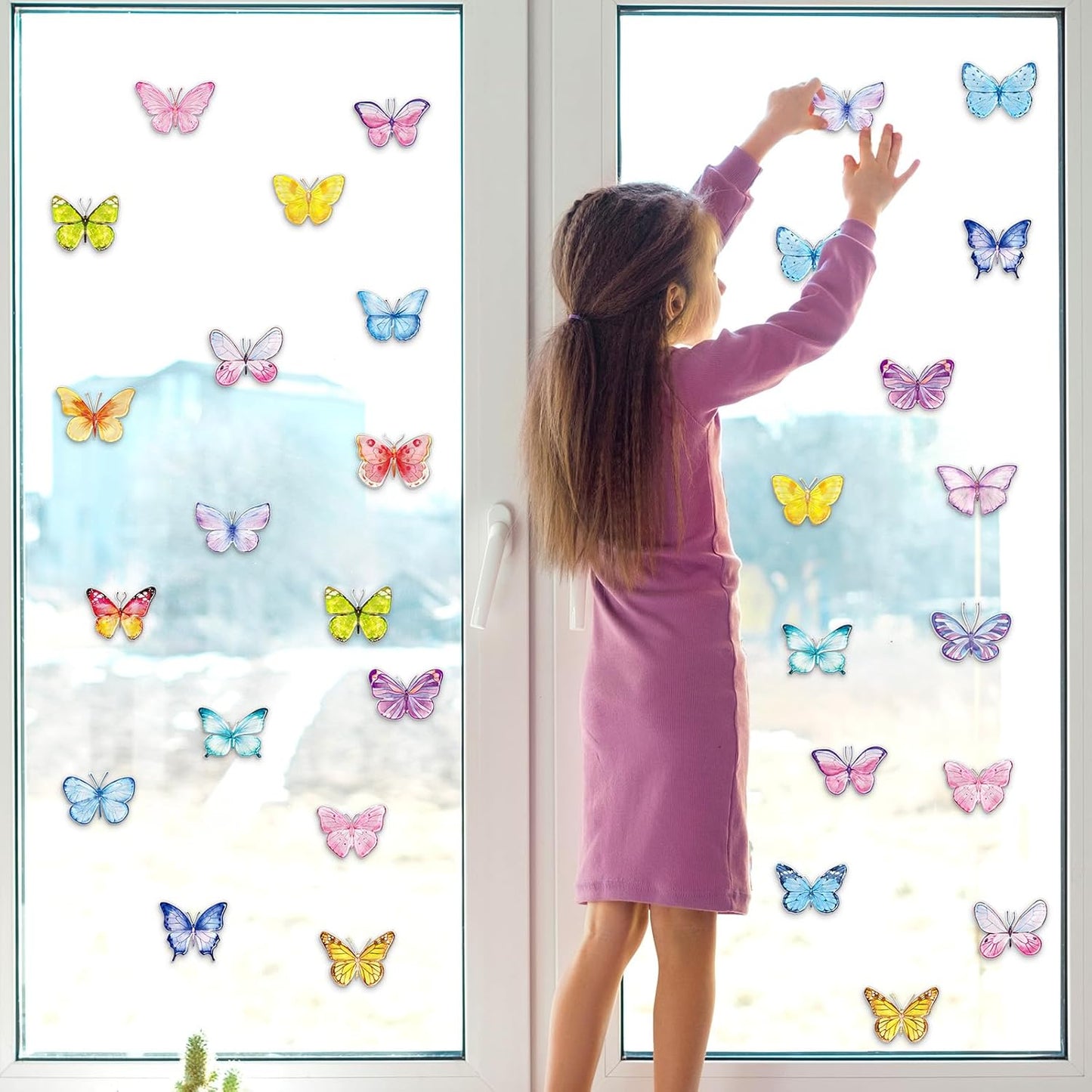 20PCS Butterfly Thick Gel Cling Spring Window Gel Clings Decals Stickers Butterfly Window Decorations for Kids Toddlers Home Airplane Classroom Nursery Spring Party Supplies Removable Reusable