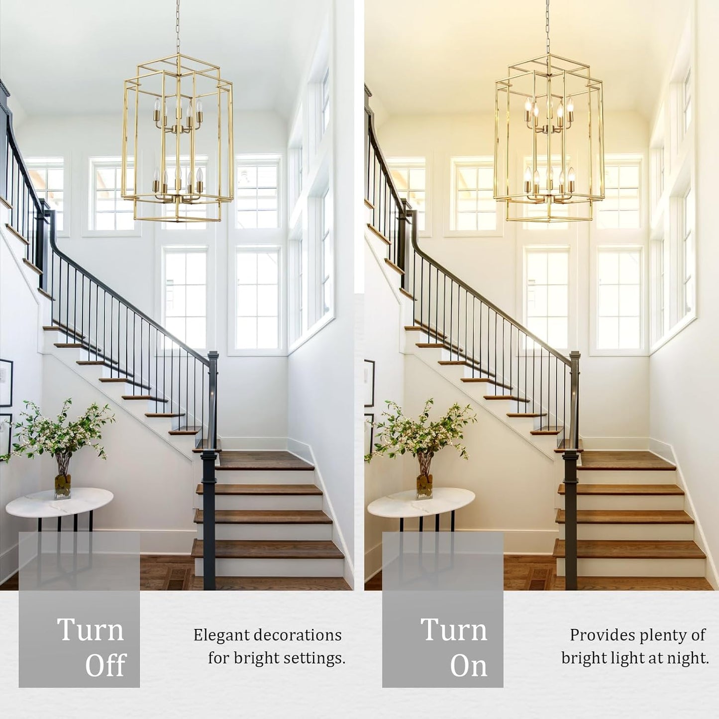 30" Farmhouse Gold Chandelier, 10-Light Foyer Lighting Fixtures, Lantern Tiered Pendant Light Fixtures, Metal Rustic High Ceiling Chandelier for Dining Room Entryway Staircase