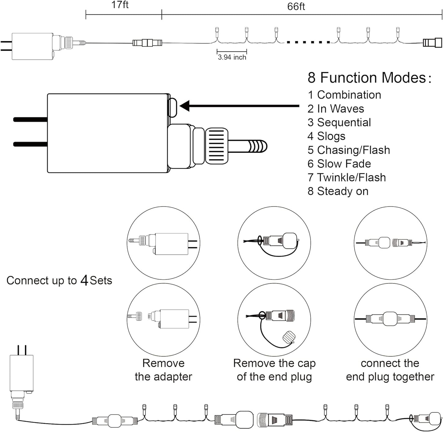 HOME LIGHTING 66ft Christmas Decorative Mini Lights, 200 LED Green Wire Fairy Starry String Lights Plug in, 8 Lighting Modes, for Indoor Outdoor Xmas Tree Wedding Party Decoration (Blue)