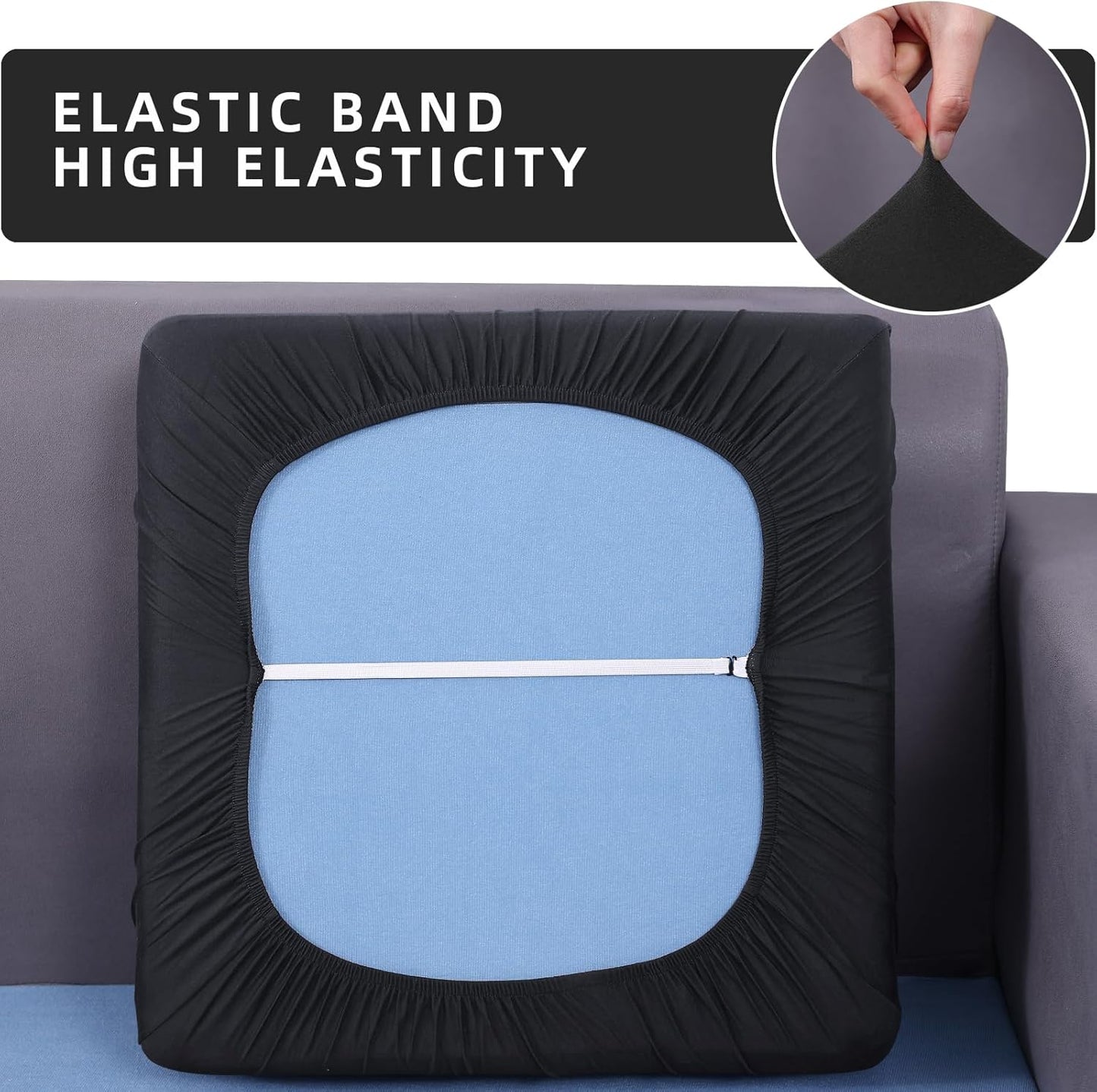 hyha Waterproof Couch Cushion Covers, Sectional Sofa Slipcovers Washable, L Shape Chaise Dog Couch Covers for Sectional Sofa, Universal Furniture Protector (1 Piece for Chaise XL, Black)