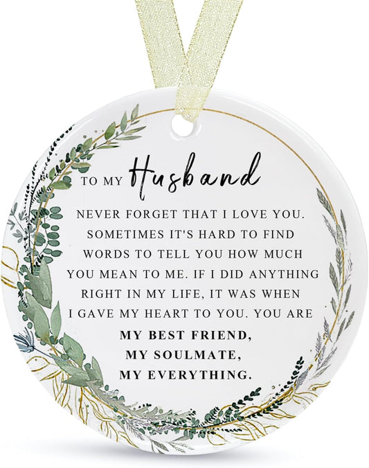Husband Ornaments 2025 Husband Christmas Ornament Forever Best Ever Gift Double-Sided Printing Ceramic(2.9"