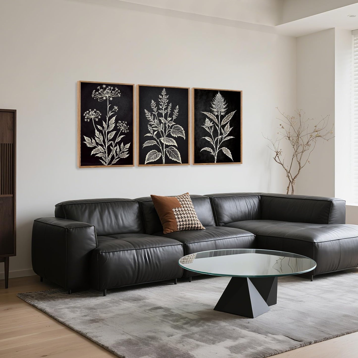 HPNIUB Vintage Floral Framed Canvas Wall Art Set, Minimalist Botanical Wall Decor, Nature Inspired Wildflower Leaf Wall Painting, Farmhouse Neutral Artwork for Living Room, Bedroom, Office-16 x24 x3