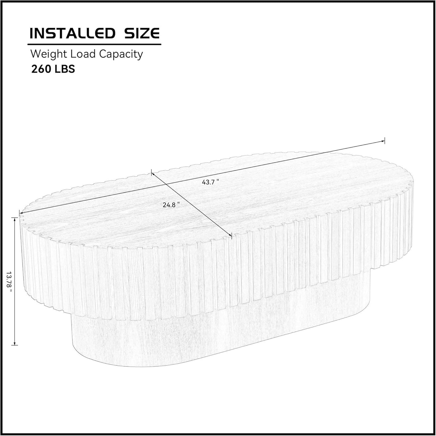 43.7" Oval Coffee Table for Living Room,Modern Handcraft Drum Coffee TableSmall Wooden Coffee Table with Sturdy Pedestal Easy Assembly for Office-Natural