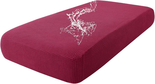 hyha Waterproof Couch Cushion Covers for Pets, Non Slip Sofa Seat Cover for Dogs Washable, Soft Thick Stretch Jacquard Fabric, Sofa Slipcovers with Elastic Bottom (1 Piece for Medium, Wine Red)