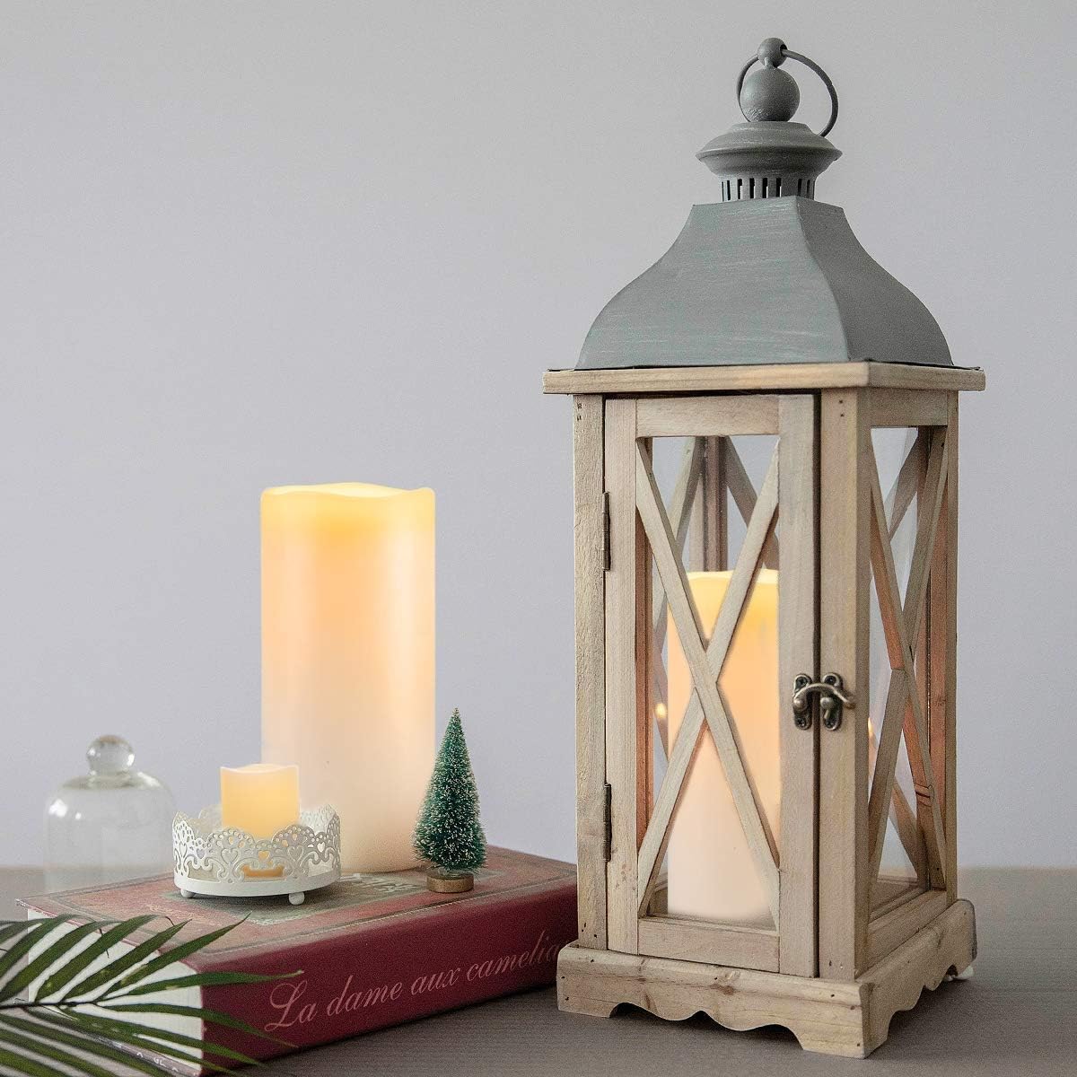 Homemory 8" x 4" Large Waterproof Outdoor Flameless Candles with Remote Control and Timer, Battery Operated Flickering LED Pillar Candles for Indoor Outdoor Lanterns, Porch, Long Lasting, Set of 2