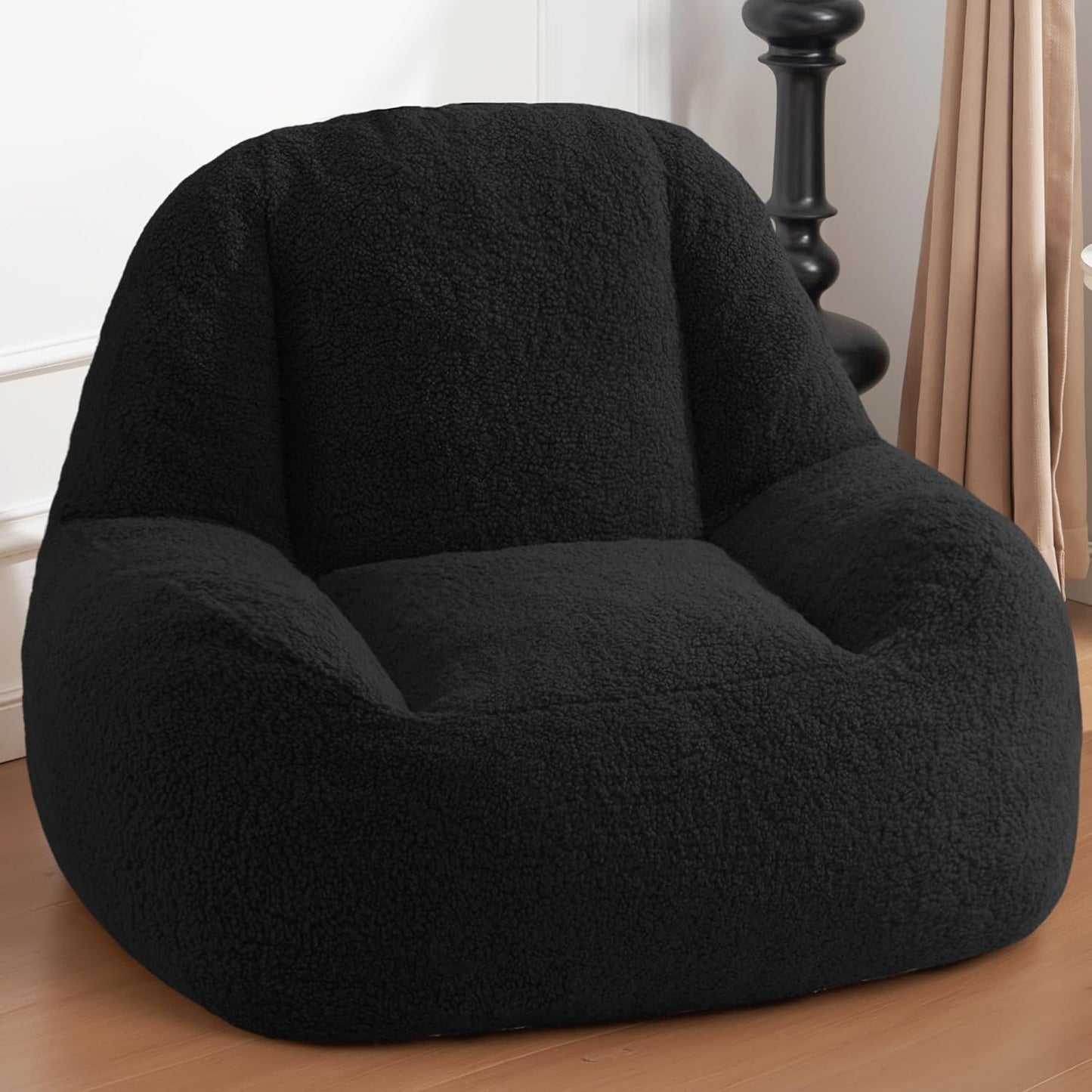 Homguava Bean Bag Chairs for Adults,Giant Beanbag Couch Adult Bean Bag Chair with Filler Included,Modern Lazy Sofa Comfy Chair for Living Room(Black)