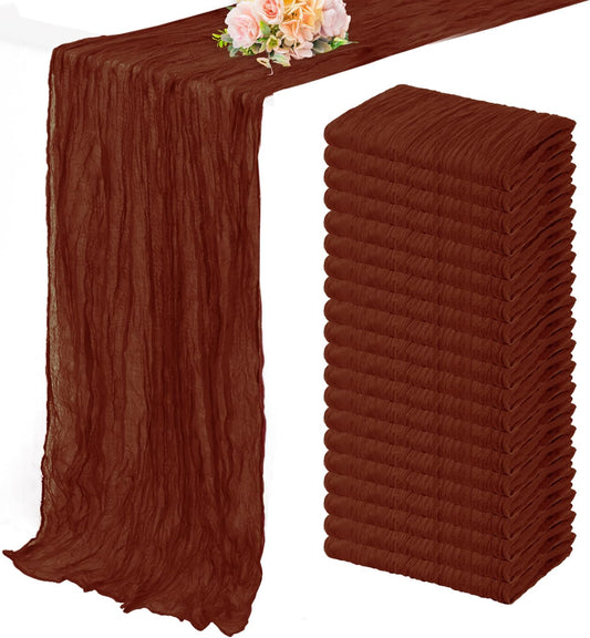 20 Pack Terracotta Cheesecloth Table Runner 10FT Boho Rustic Cheese Cloth Table Runner for Wedding 20 x 120 Inch Long Bridal Shower Baby Shower Gauze Fabric Sheer Birthday Party Table Decorations