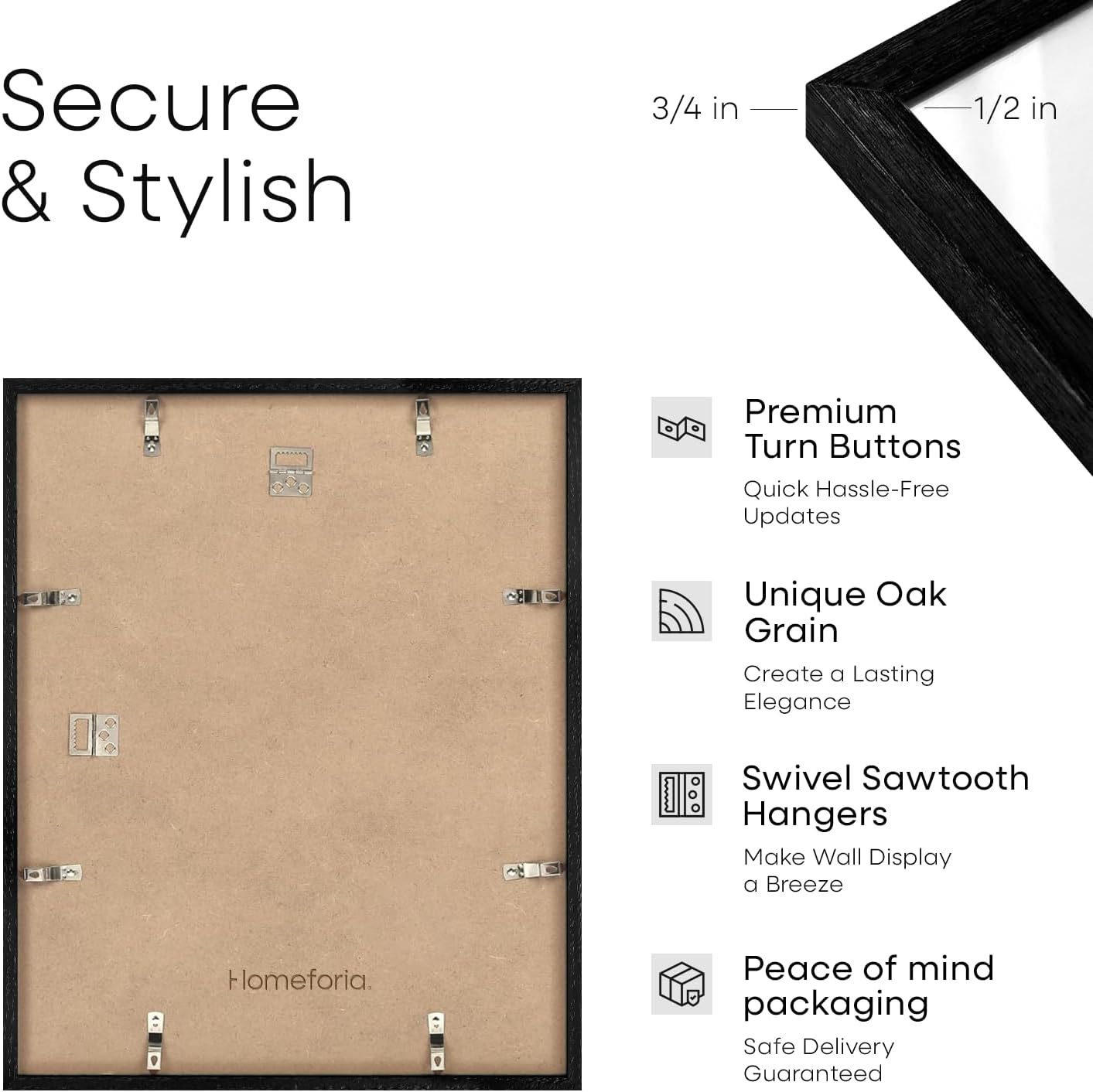 Homeforia 15x18 Diploma Black Wood Frame, High End Black Oak 15 x 18 Certificate Frames with Mat 11 x 14, 18x15 Document Frame Matted to 11x14, Degree Wooden Frames, Tempered Glass, Wall Kit, Set of 1