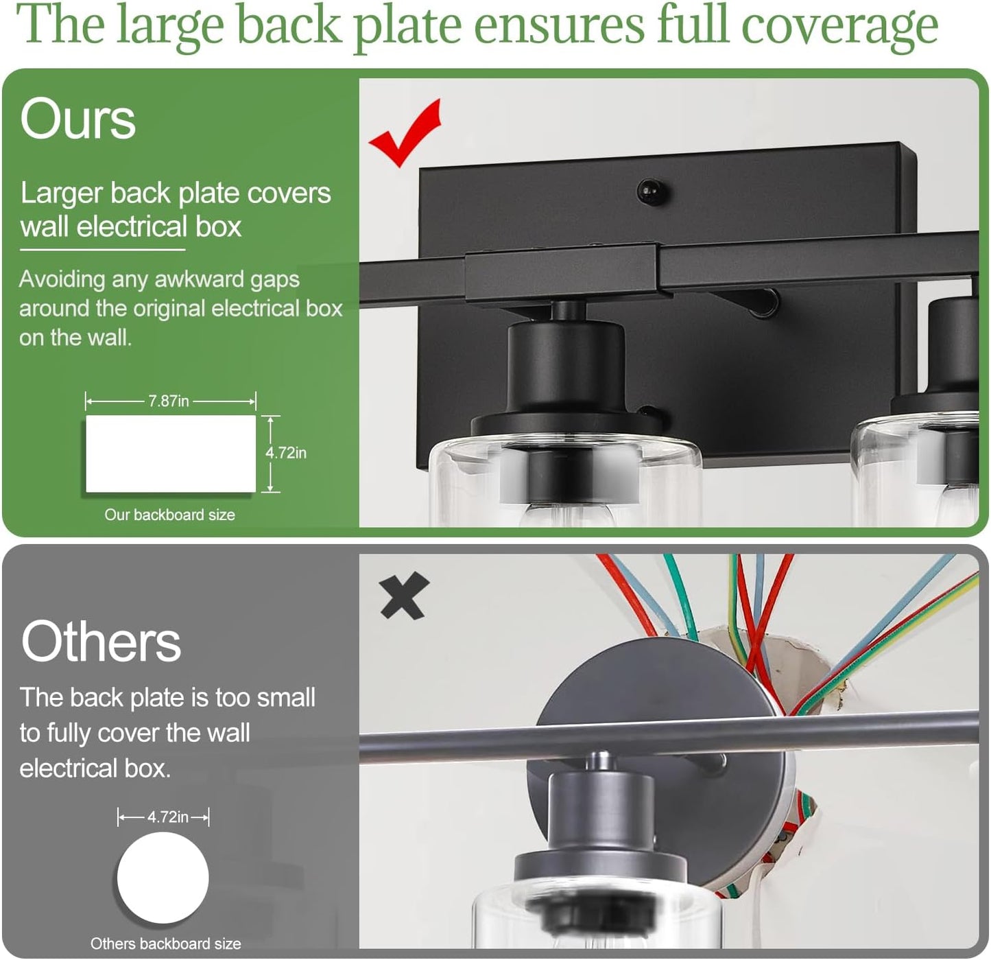 5-Light Bathroom Light Fixtures, Matte Black Modern Vanity Lights with Clear Glass Shades, Bathroom Vanity Light for Mirror Living Room Cabinet Bedroom Porch