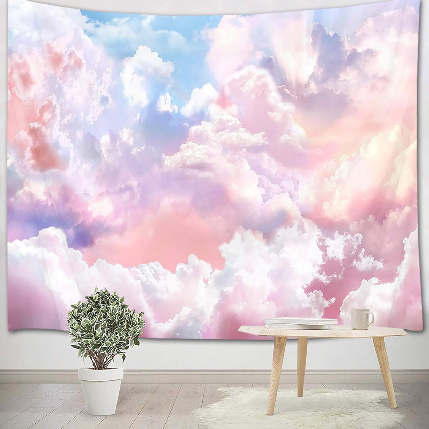 HVEST Pink Cloud Tapestry Colorful Abstract Clouds Natural Landscape Tapestries Wall Hanging for Bedroom Living Room Teen Dorm Indie Decor Poster Blanket,60x40 Inches