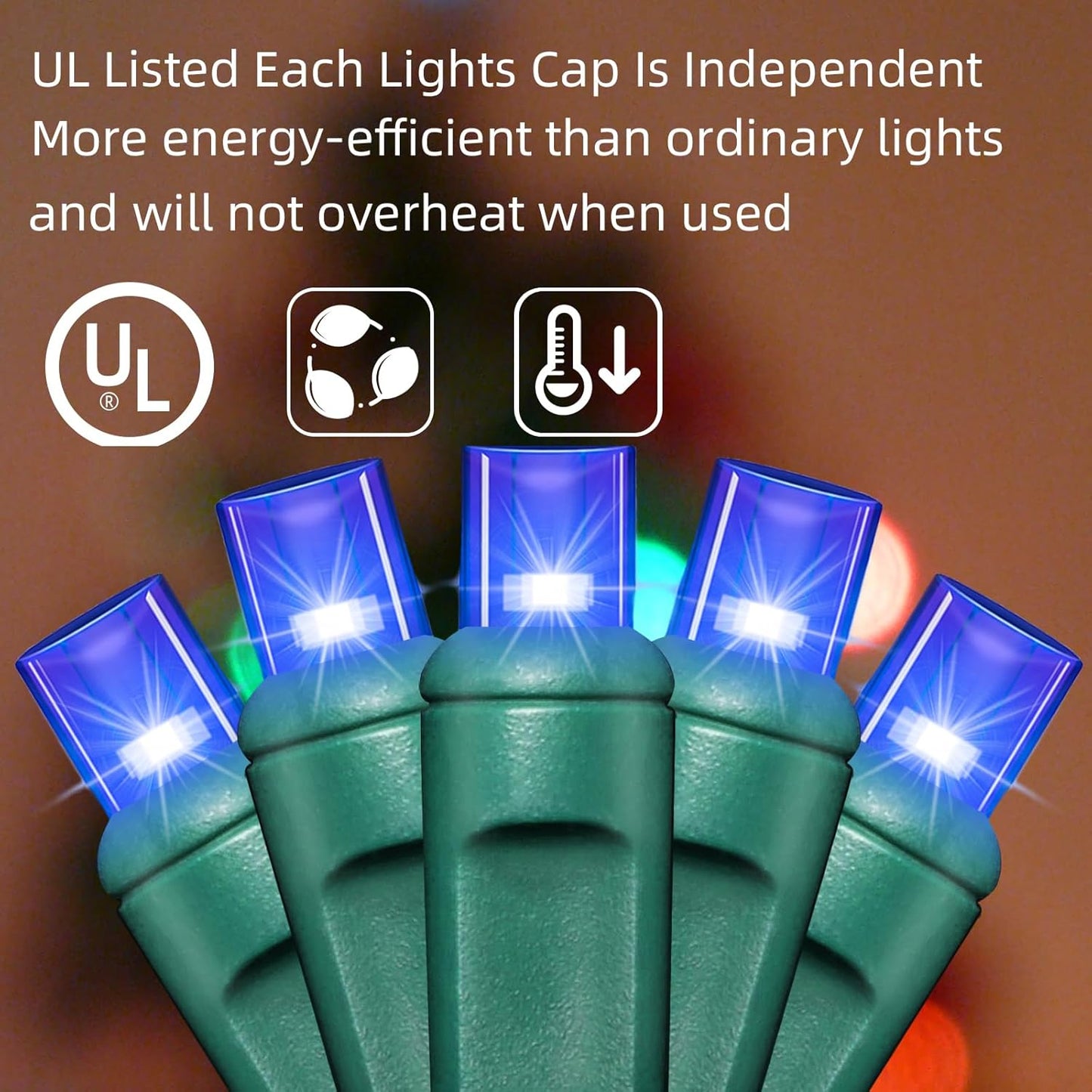 100Count (2pk of 50L) String Lights, LED Christmas Lights, 6" SPACING,Green Wire,Blue