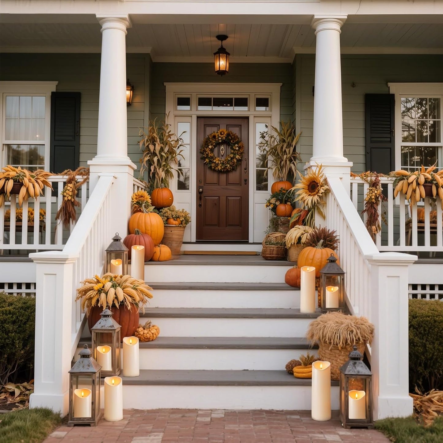 Homemory 4"x6" Outdoor Waterproof Flameless Candles with Timers and Remote Control, Battery Operated Candles, LED Plastic Candles, Dark Ivory, Set of 2