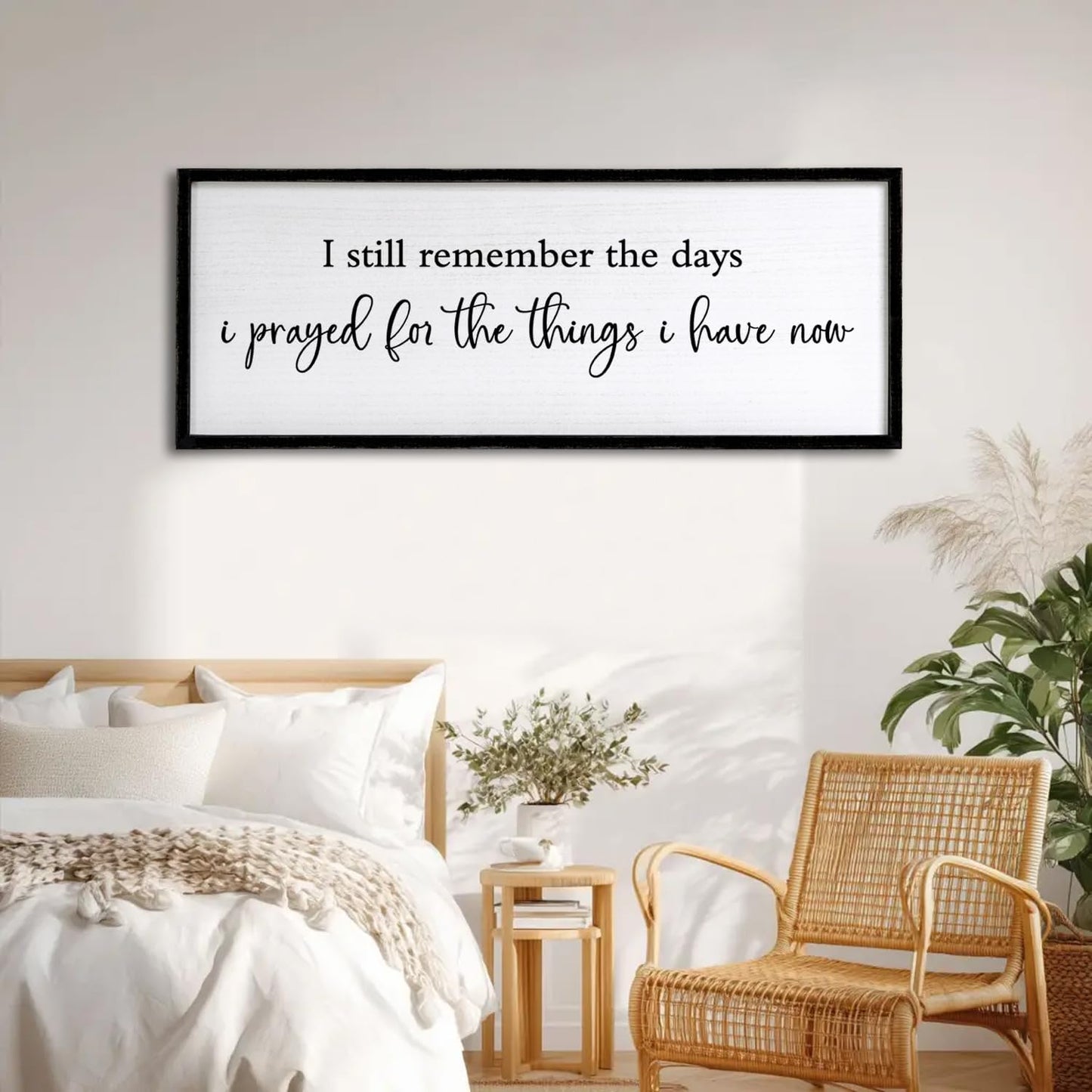 I Still Remember the Days I Prayed for the Things I Have Now Sign Framed Wall Art, 32''×12'' Rustic Horizontal Plaque, Farmhouse Long I Still Remember the Days Wood Sign Wall Decor
