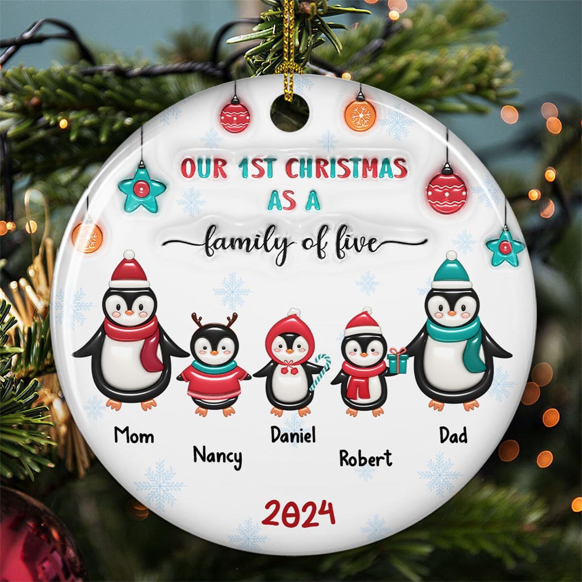 2025 Family Christmas Ornament - Personalized Custom Penguin Family Ornament - Holiday Tree Decoration Keepsake Gift