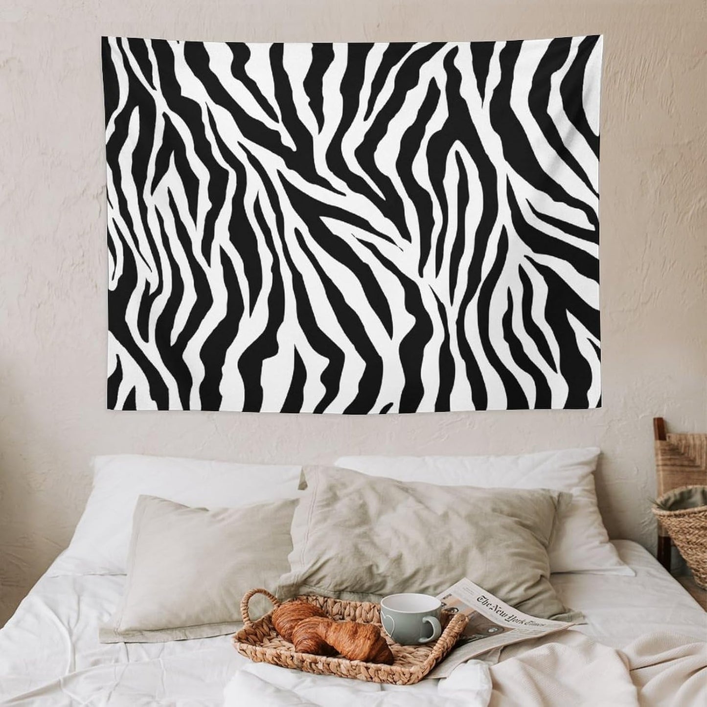 HZOHNAGO Zebra Print Tapestry Nature Wild Animals Black and White Stripe Printed Wall Tapestry Painting Wall Hanging for Bedroom Living Room Dorm 40" W x 30" H