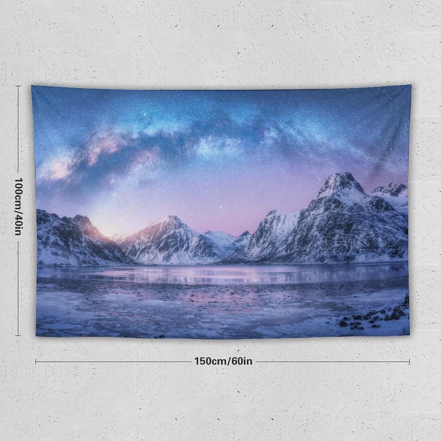 HZOHNAGO Mountain Tapestry Aurora Snow Mountain Sunset Pattern Printed Wall Tapestry Wall Hanging for Bedroom Living Room Dorm 60" W x 40" H