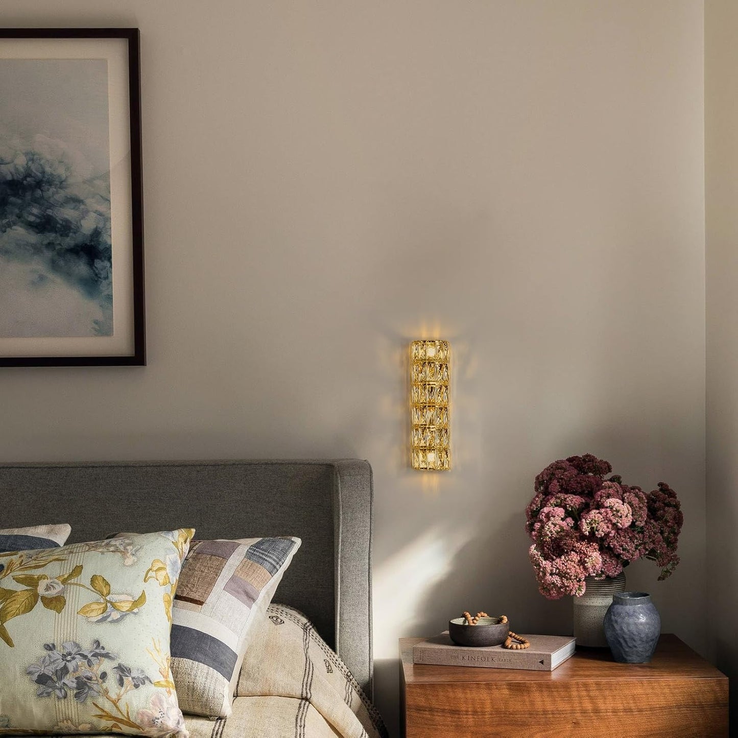 6 Layer Gold Crystal Wall Sconce, Modern Wall Lamp Light Fixture for Bathroom Vanity, Stairway, Kitchen, Living Room, Bedroom, Hallway