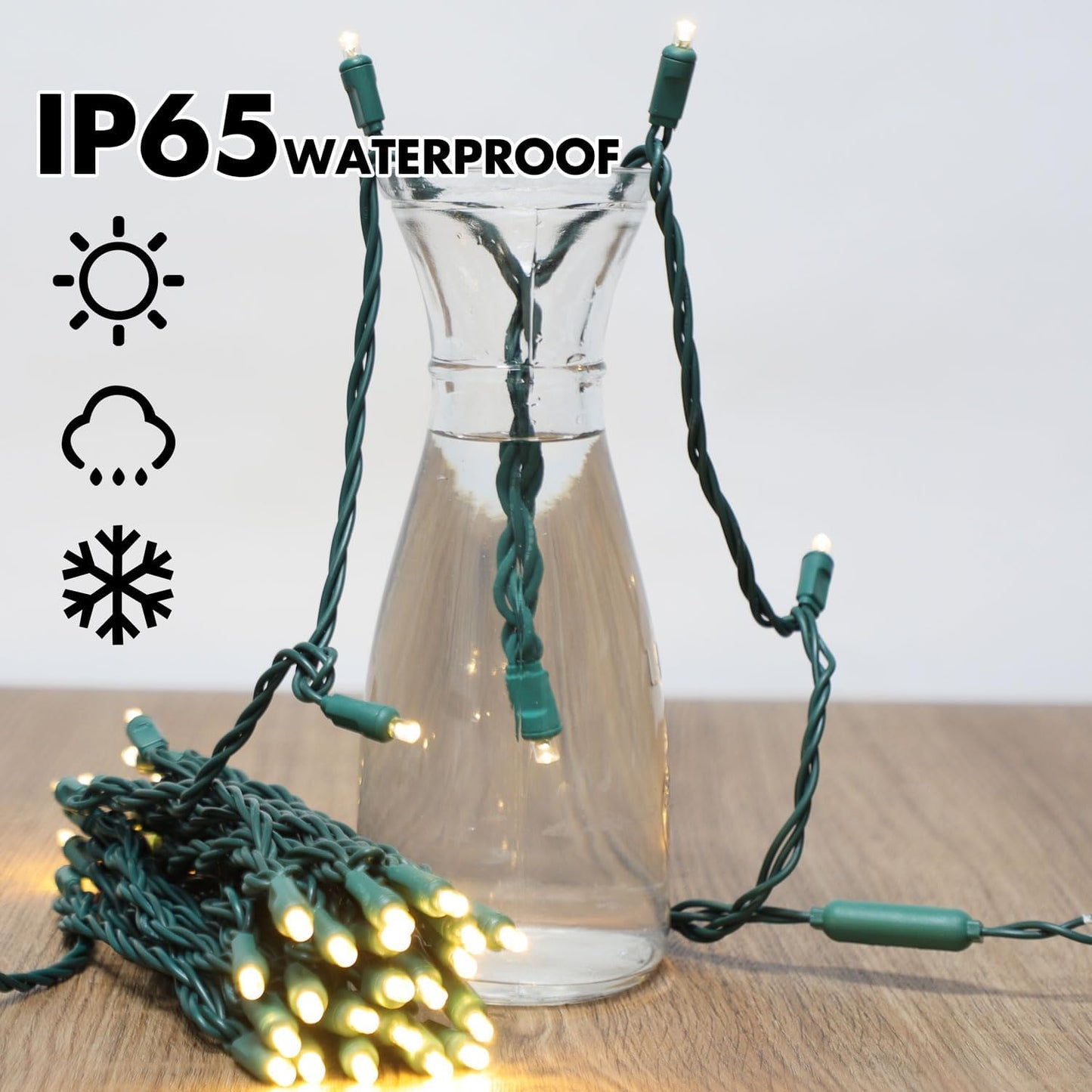 100Count (2pk of 50L) String Lights, LED Christmas Lights, 6" SPACING,Twinkle,Green Wire,Warm White