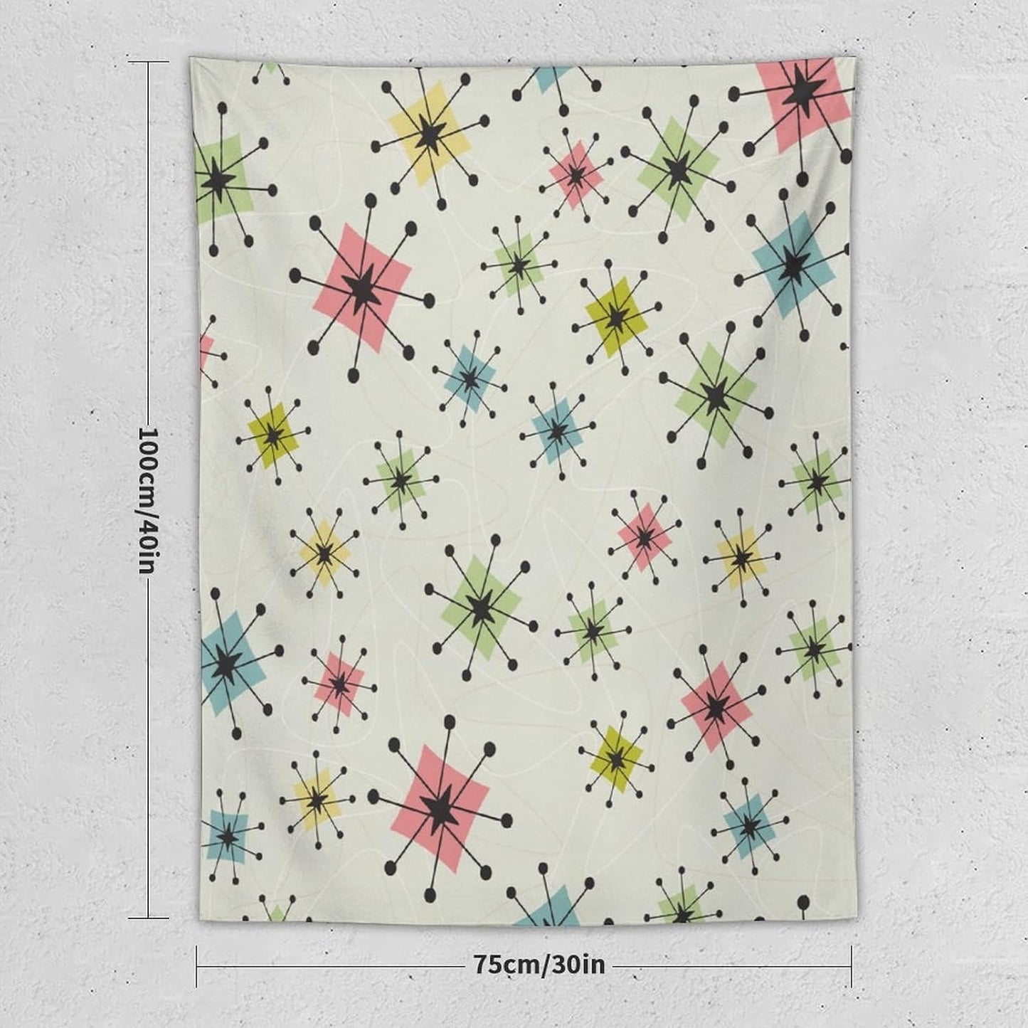 ICMOLYYENLO Abstract Cat Tapestry, Medieval Abstract Atomic Star Cat Vintage Home Wall Hanging Art Tapestry for Bedroom Living Room Dormitory 40x60 Inch