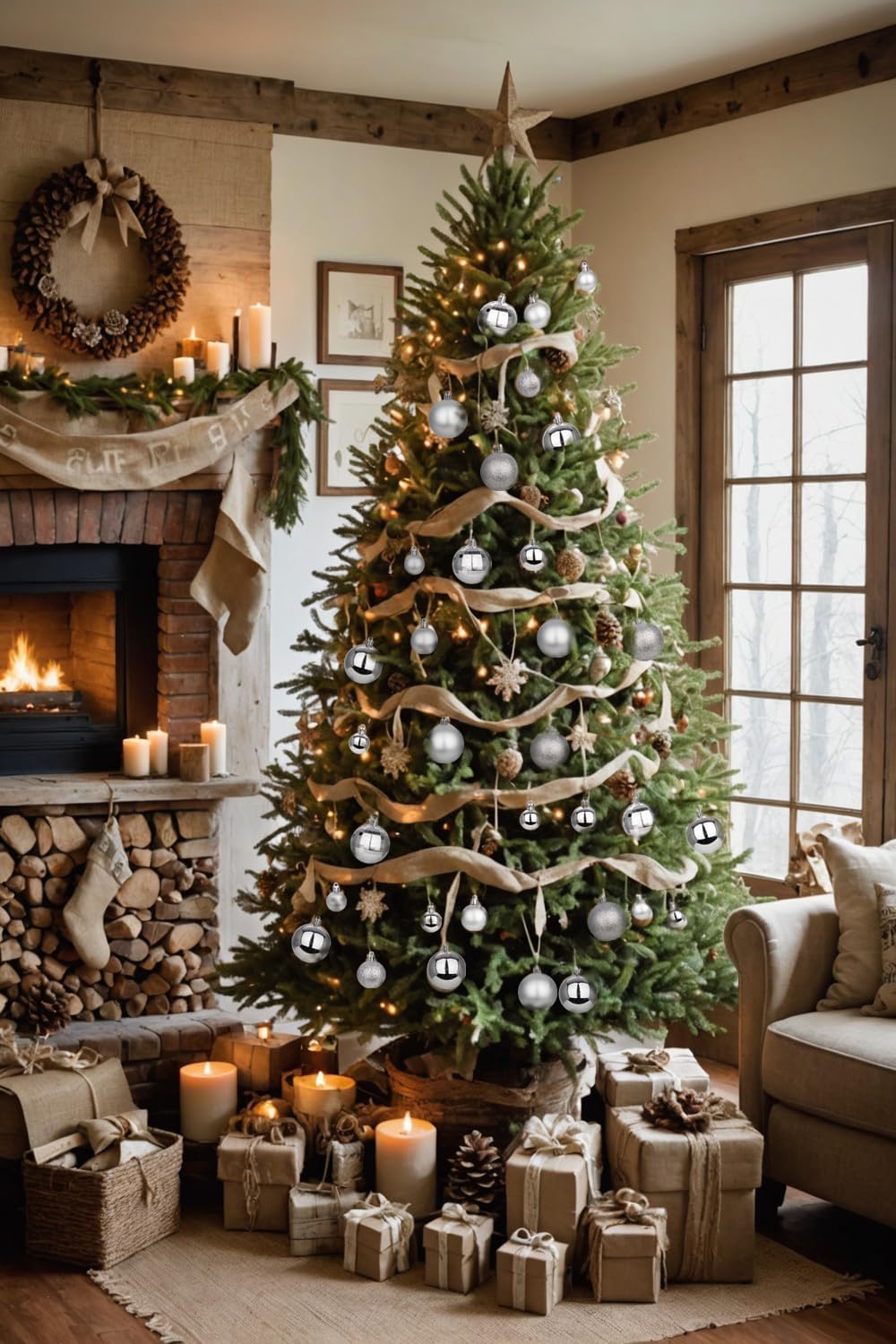 50pcs Silver Christmas Ball Ornaments Silver Large Shatterproof Christmas Tree Decorations Xmas Tree Ornaments Balls with Hanging Loop for Xmas Wedding Holiday Party Wreath Home Decor