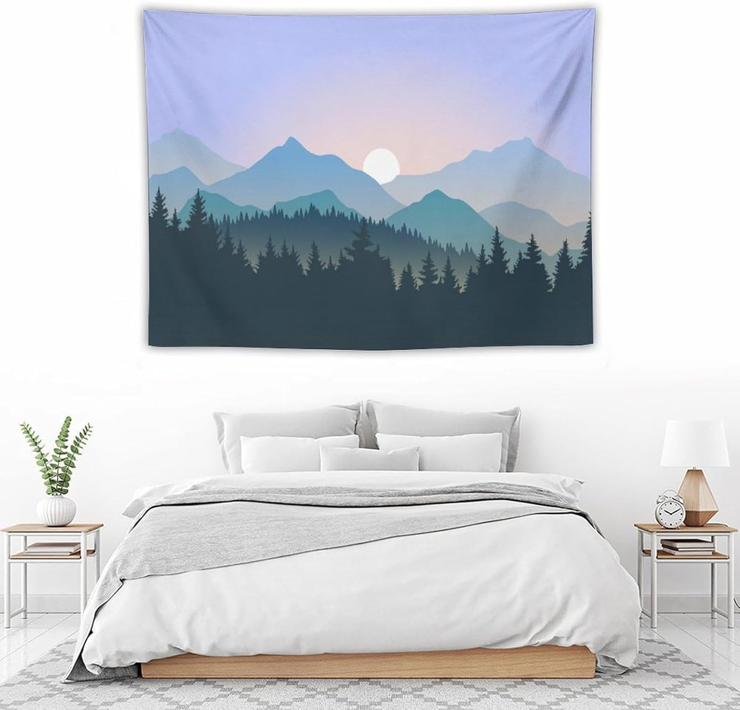 HZOHNAGO Mountain Tapestry Forest Mountain Sunrise Pattern Printed Wall Tapestry Wall Hanging for Bedroom Living Room Dorm 40" W x 30" H