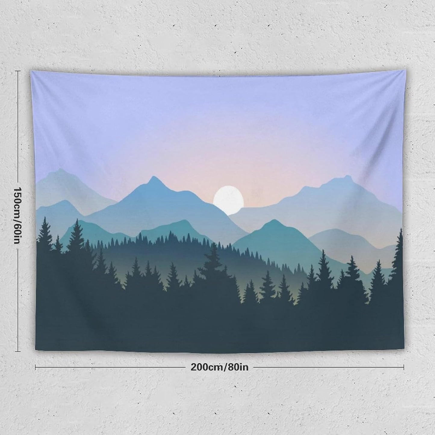 HZOHNAGO Mountain Tapestry Forest Mountain Sunrise Pattern Printed Wall Tapestry Wall Hanging for Bedroom Living Room Dorm 80" W x 60" H