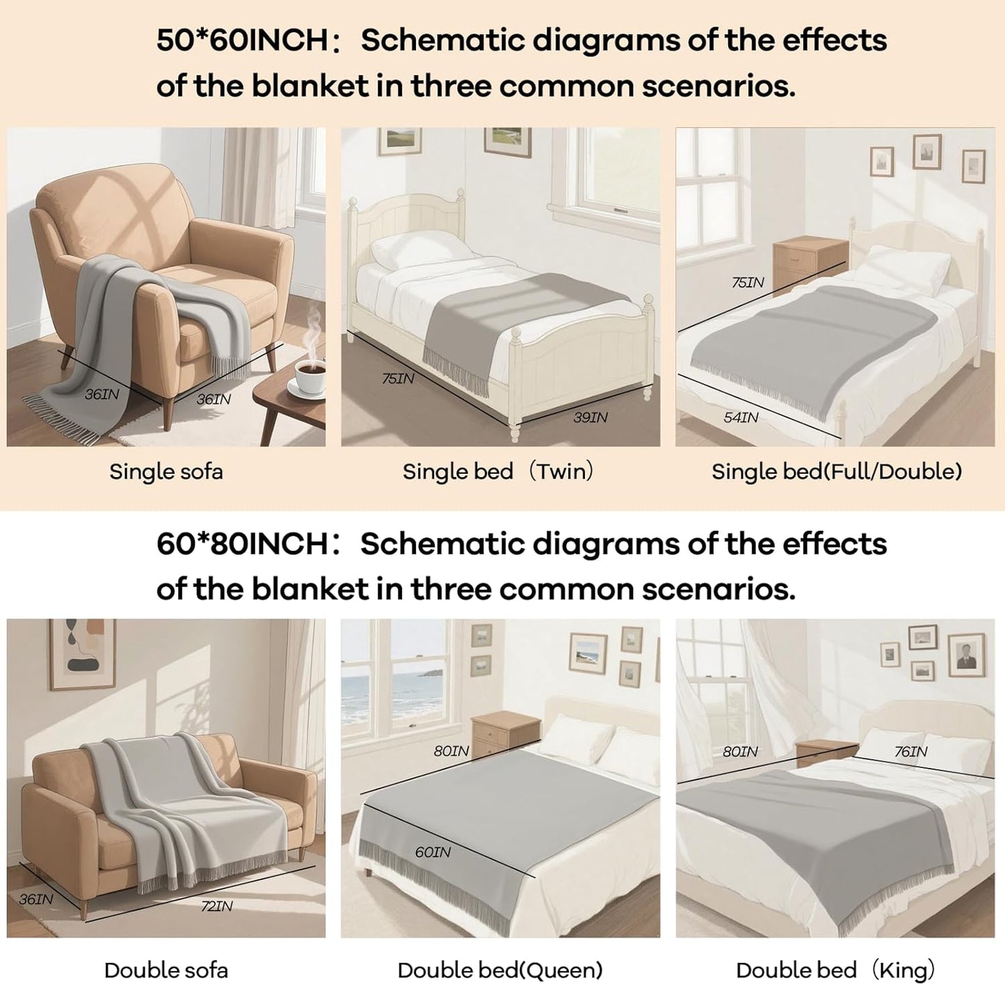 inhand Sage Green Throw Blanket for Couch, Soft Living Room Home Decor Knitted Twin Size Blanket, Outdoor Lightweight Breathable Summer Blanket, Farmhouse Warm Woven Decorative, 60"x80"
