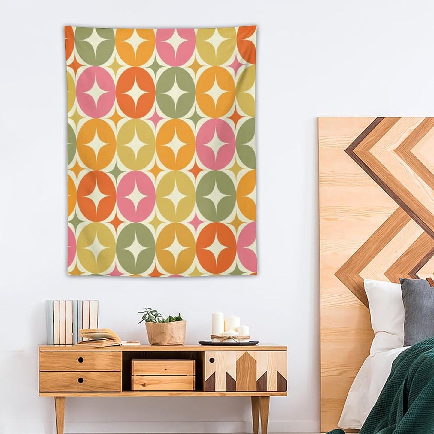 ICMOLYYENLO Abstract Cat Tapestry, Medieval Abstract Atomic Star Cat Vintage Home Wall Hanging Art Tapestry for Bedroom Living Room Dormitory 50x60 Inch