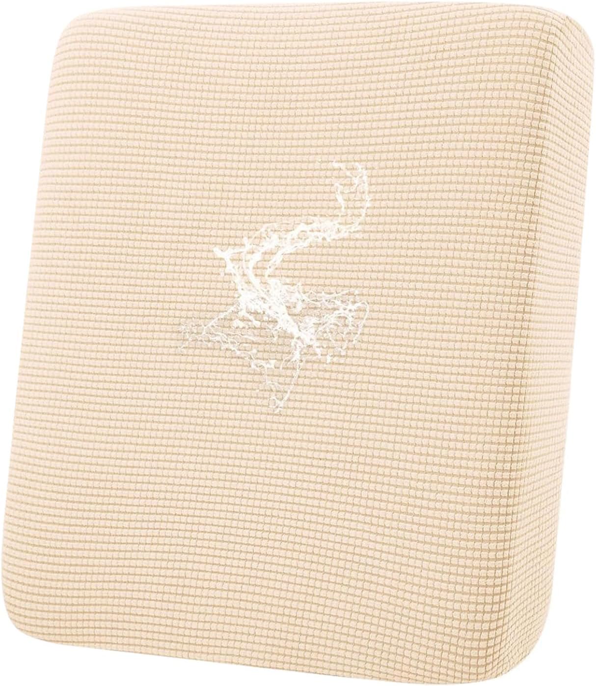 hyha Waterproof Couch Cushion Covers for Pets, Non Slip Sofa Seat Cover for Dogs Washable, Soft Thick Stretch Jacquard Fabric, Sofa Slipcovers with Elastic Bottom (1 Piece for Backrest L, Beige)