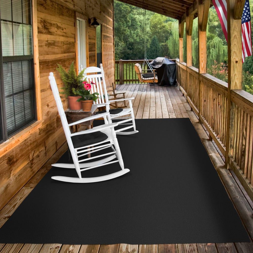 House, Home and More Indoor Outdoor Carpet with Rubber Marine Backing - Black - 6 Feet x 25 Feet - Durable, UV-Resistant - Adds Color and Comfort to Your Deck, Patio or Other Outdoor Rug Space.