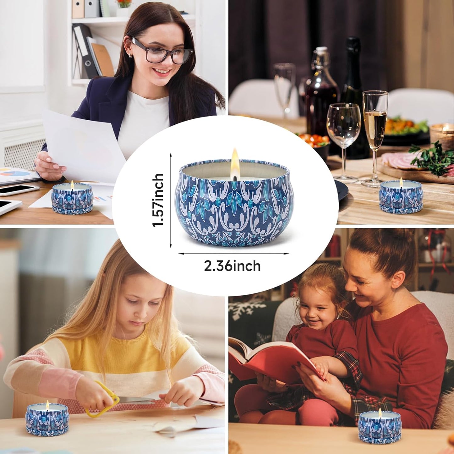 3 Pack Scented Candles Gift, 2.5 oz Aromatherapy Candles for Home Scented, Natural Soy Candles Stress Relief Gift for Women, Portable Small Jar Candles Set Gifts for Mother's Day, Birthday