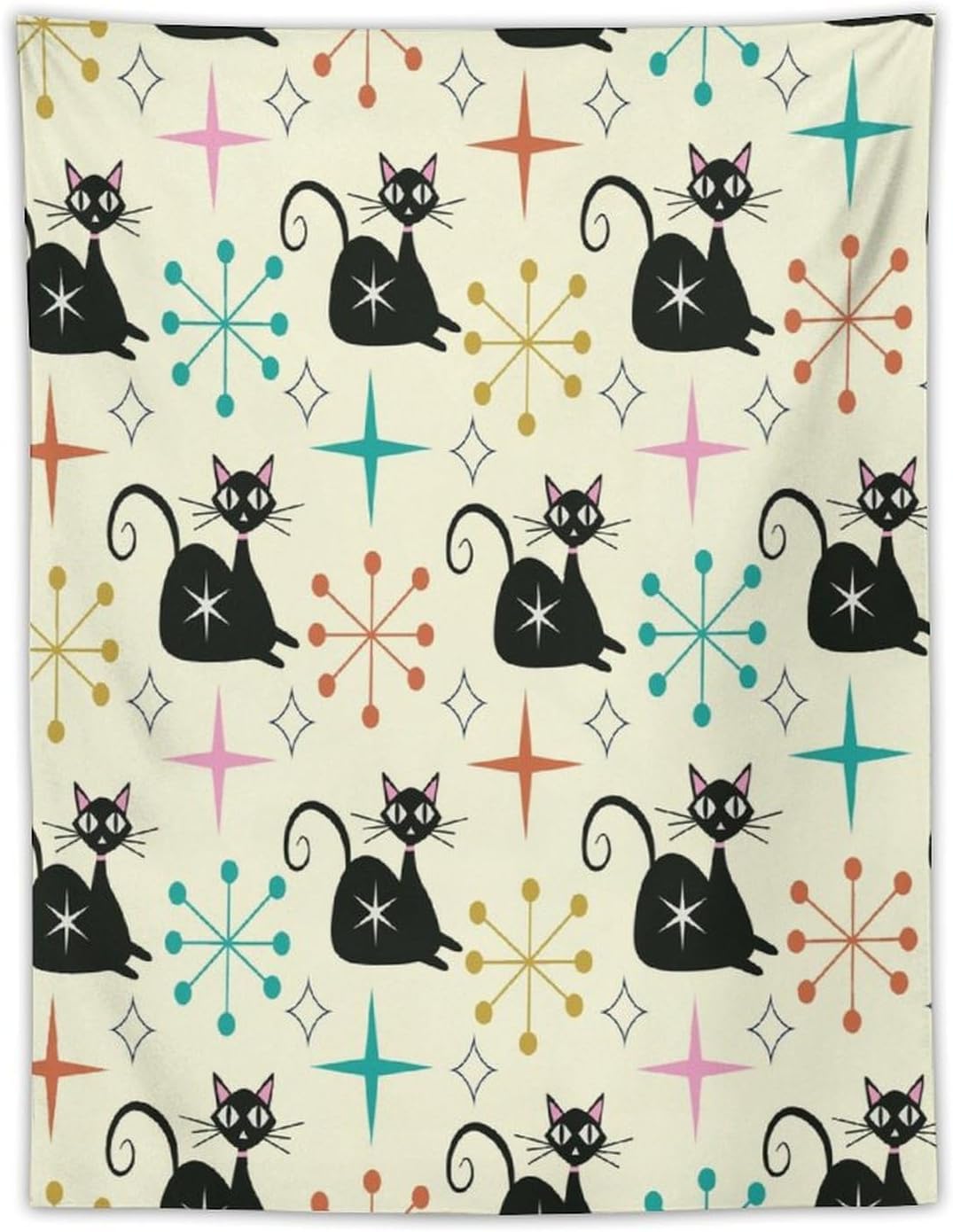 ICMOLYYENLO Abstract Cat Tapestry, Medieval Abstract Atomic Star Cat Vintage Home Wall Hanging Art Tapestry for Bedroom Living Room Dormitory 40x60 Inch