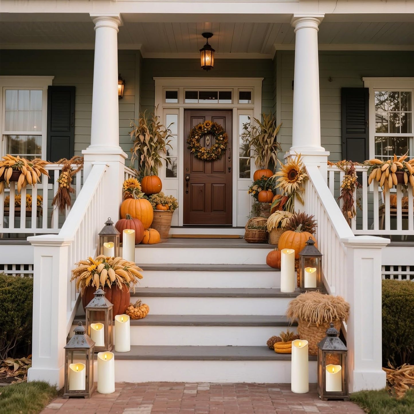 Homemory 4"x6" Outdoor Waterproof Flameless Candles with Timers and Remote Control, Battery Operated Candles, LED Plastic Candles, Ivory White, Set of 2