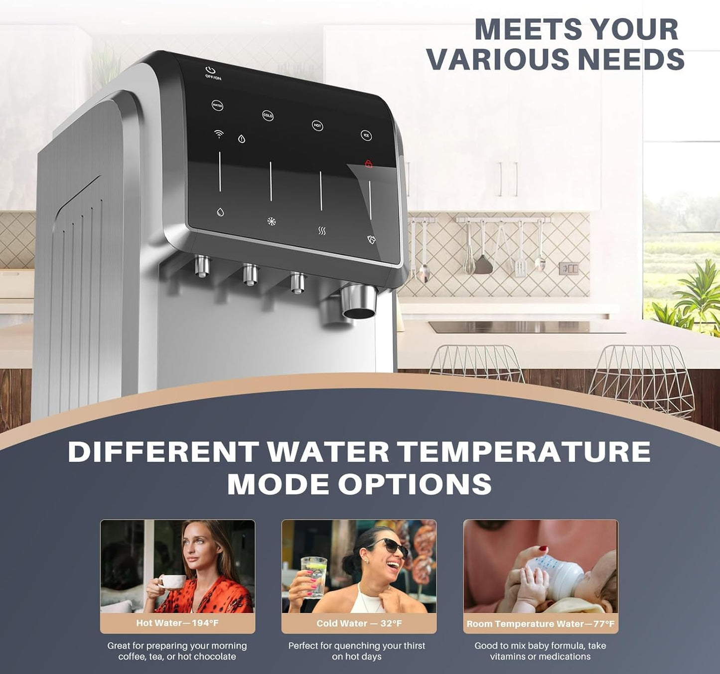 ICEPURE Multi-Function WiFi Water Cooler with Bullet and Crushed/Chewable Ice Maker, 5 Gallon Bottle Bottom Loading, Hot Cold Water Dispenser Built-in Ice Machine Combo, 35lbs/24H, Stainless Steel