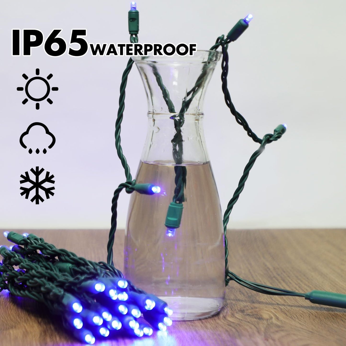 100Count (2pk of 50L) String Lights, LED Christmas Lights, 6" SPACING,Green Wire,Blue