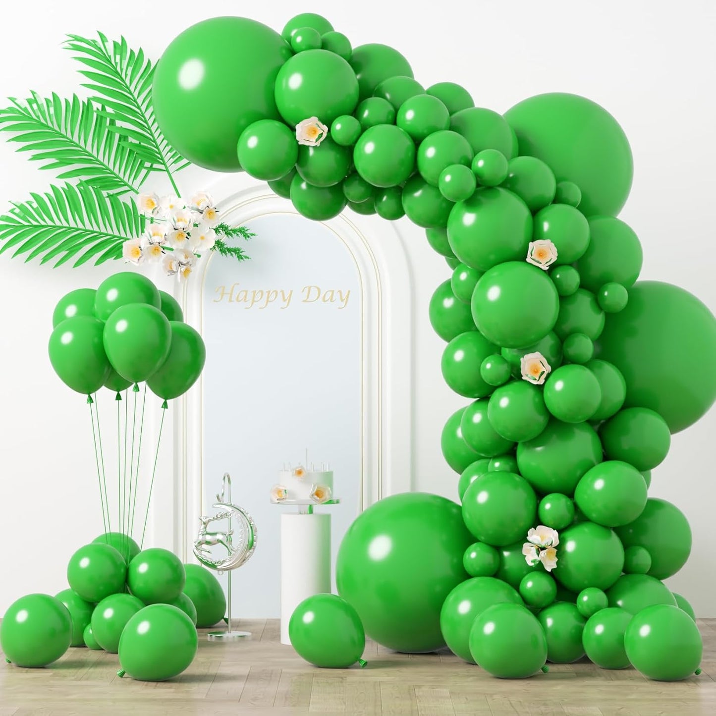 130pcs Green Balloons Different Sizes 18" 12" 10" 5" Party Latex Balloons for Birthday Dinosaur Baby Shower St. Patrick's Day Summer Jungle Forest Safari Party Decorations