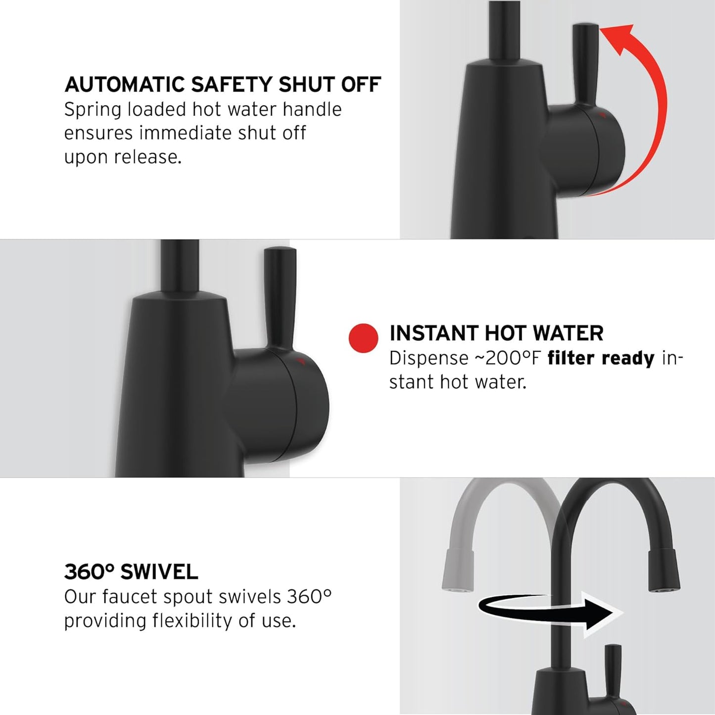 InSinkErator Stainless Steel Tank, H250MBLK-SS HOT250 System, Single-Handle Matte Black Faucet with 2/3-Gallon Instant Hot Water Dispenser