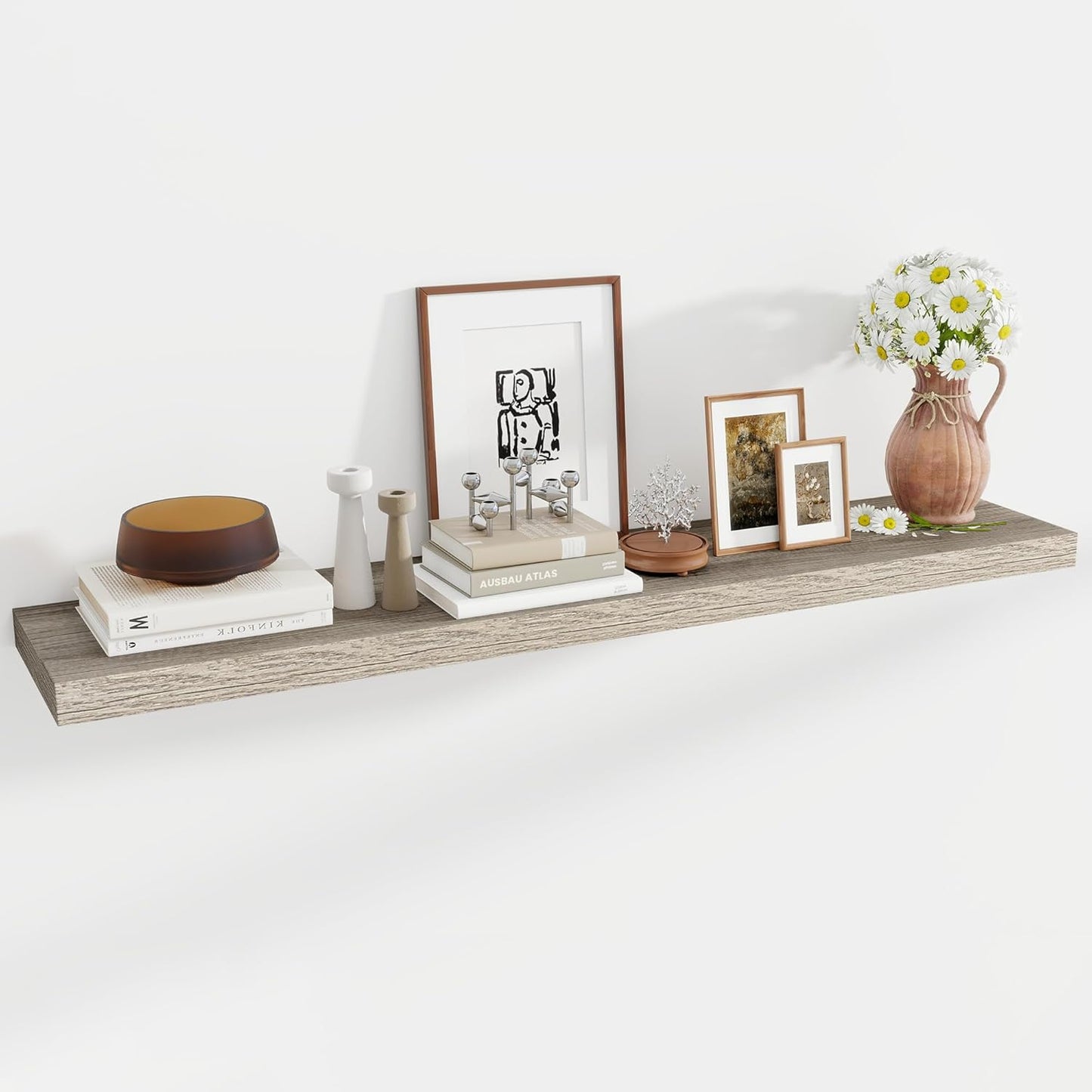 55 Inch Floating Shelves, 11.6 Inch Deep Floating Shelves for Wall, Floating Shelf with Invisible Brackets, Deep Shelves for Bathroom, Bedroom, Living Room, 1 Pack, Grey